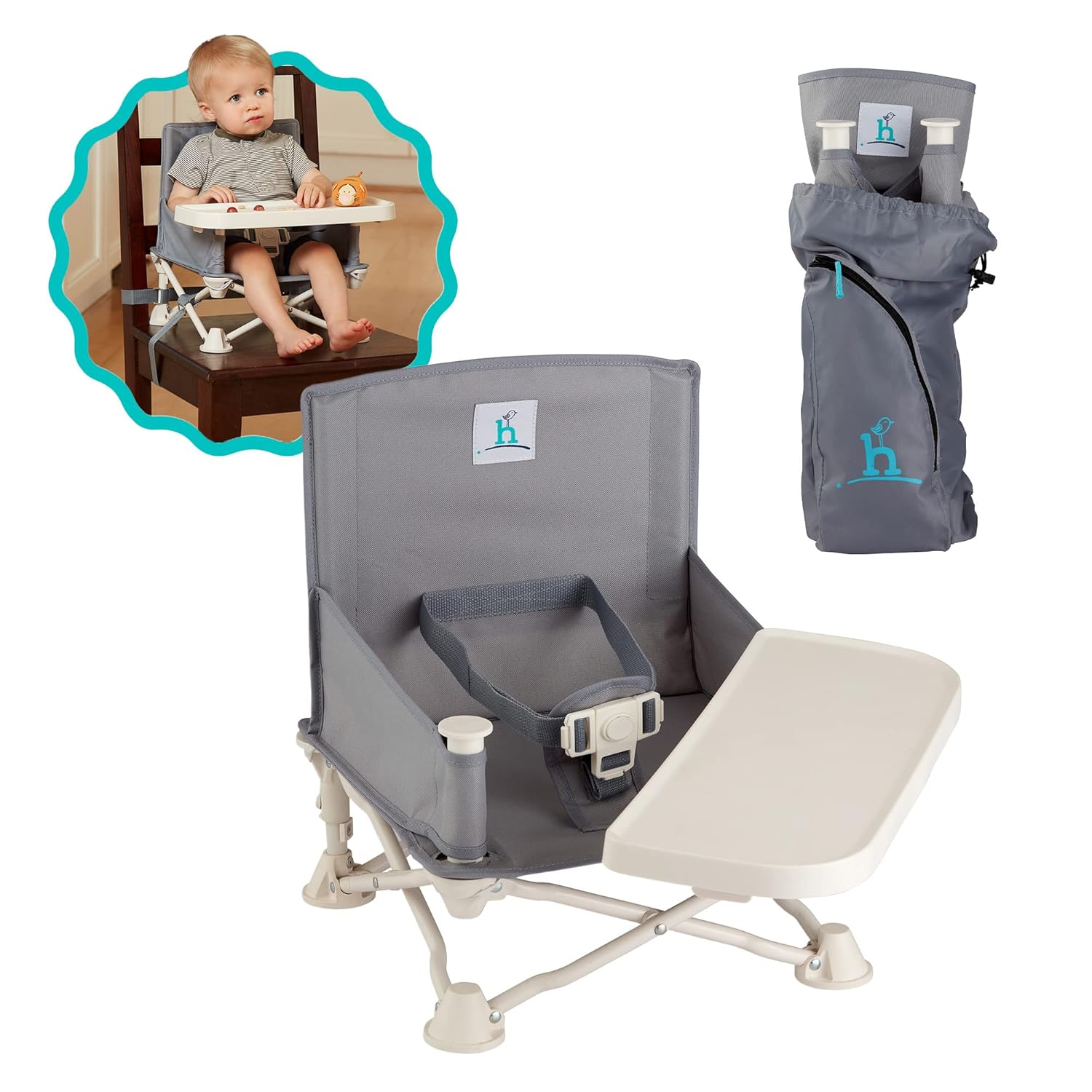 hiccapop OmniBoost Travel Booster Seat with Tray for Baby, Dining Table, Camping...