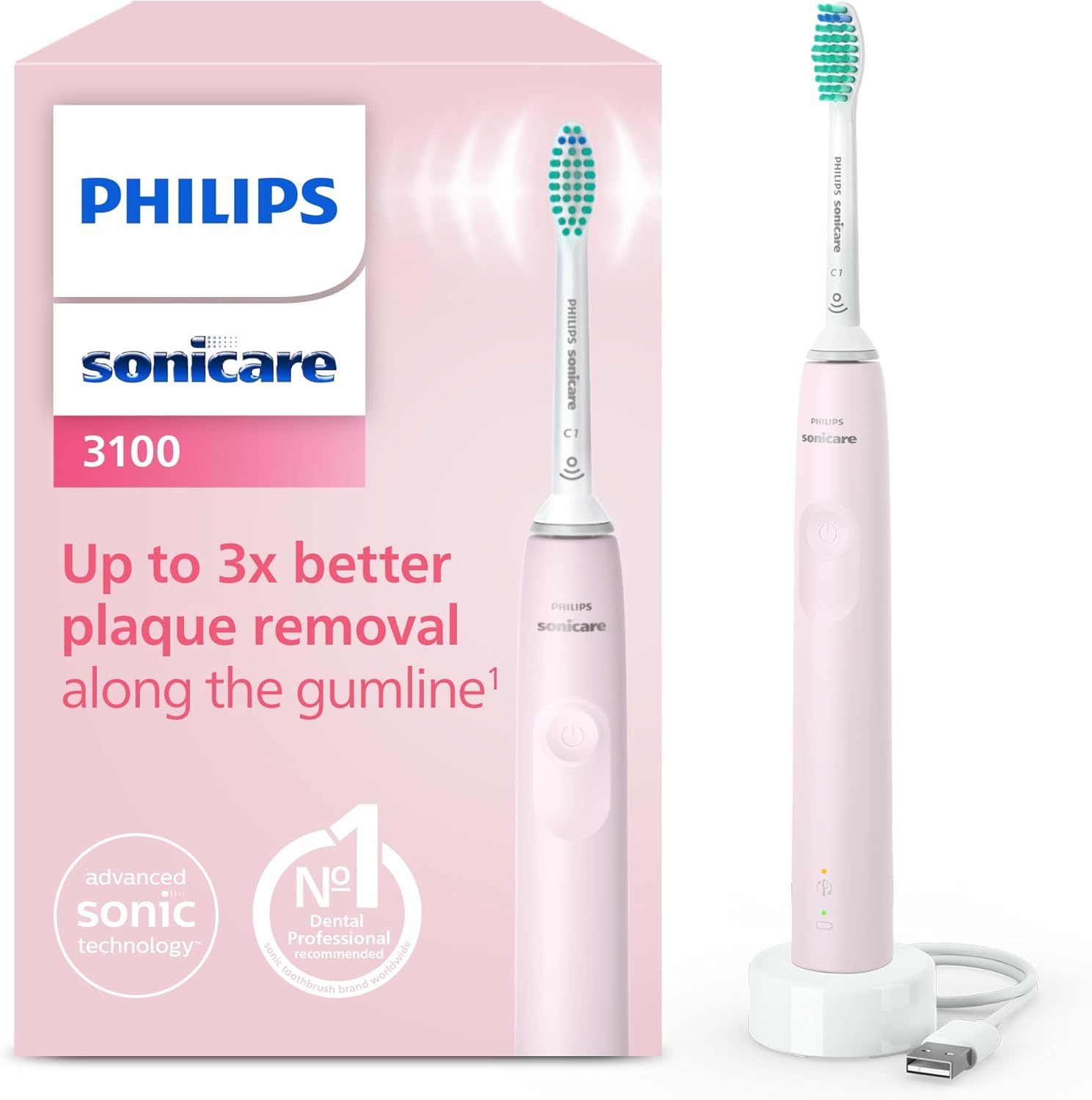 Philips Sonicare 3100 Electric Toothbrush, Sonic Toothbrush, Pressure Sensor and...