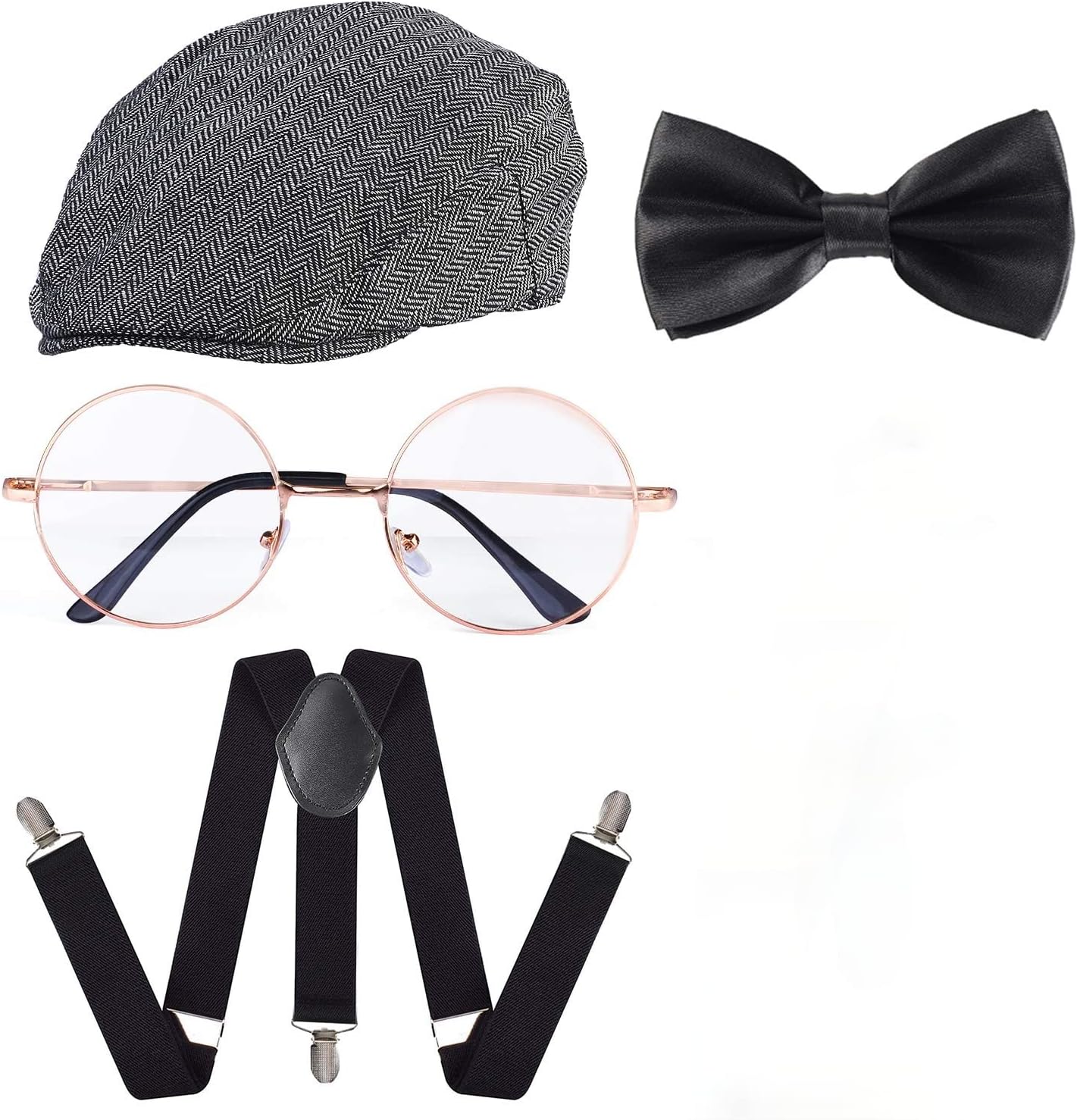 Beelittle 1920s Men Costume Accessories Old Man Costume Grandpa Cosplay Set