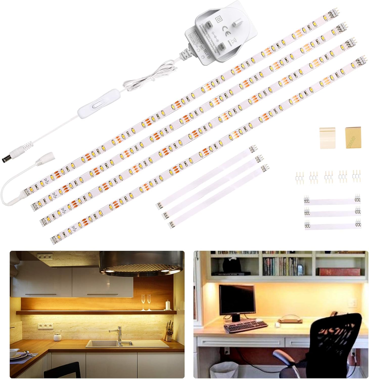 WOBANE Under Cabinet Lighting Kit,Flexible LED Strip Lights Bar,Under Counter Li...