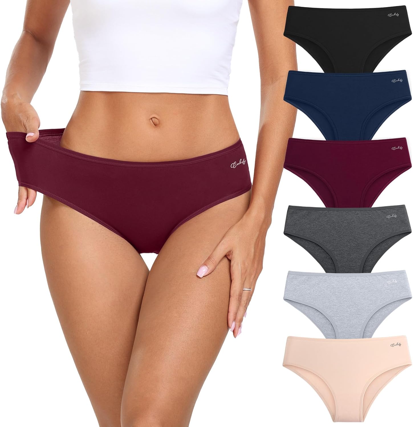 coskefy Women's Underwear Cotton Hipster Panties Low Rise Briefs Soft Strench Br...