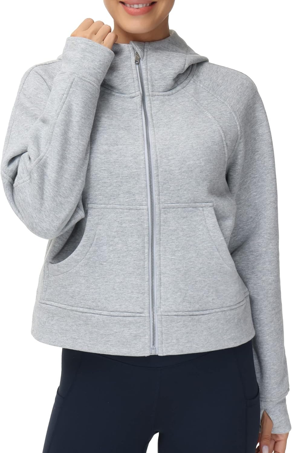 THE GYM PEOPLE Women's Full-Zip Up Hoodies Jacket Fleece Workout Crop Tops Sweat...