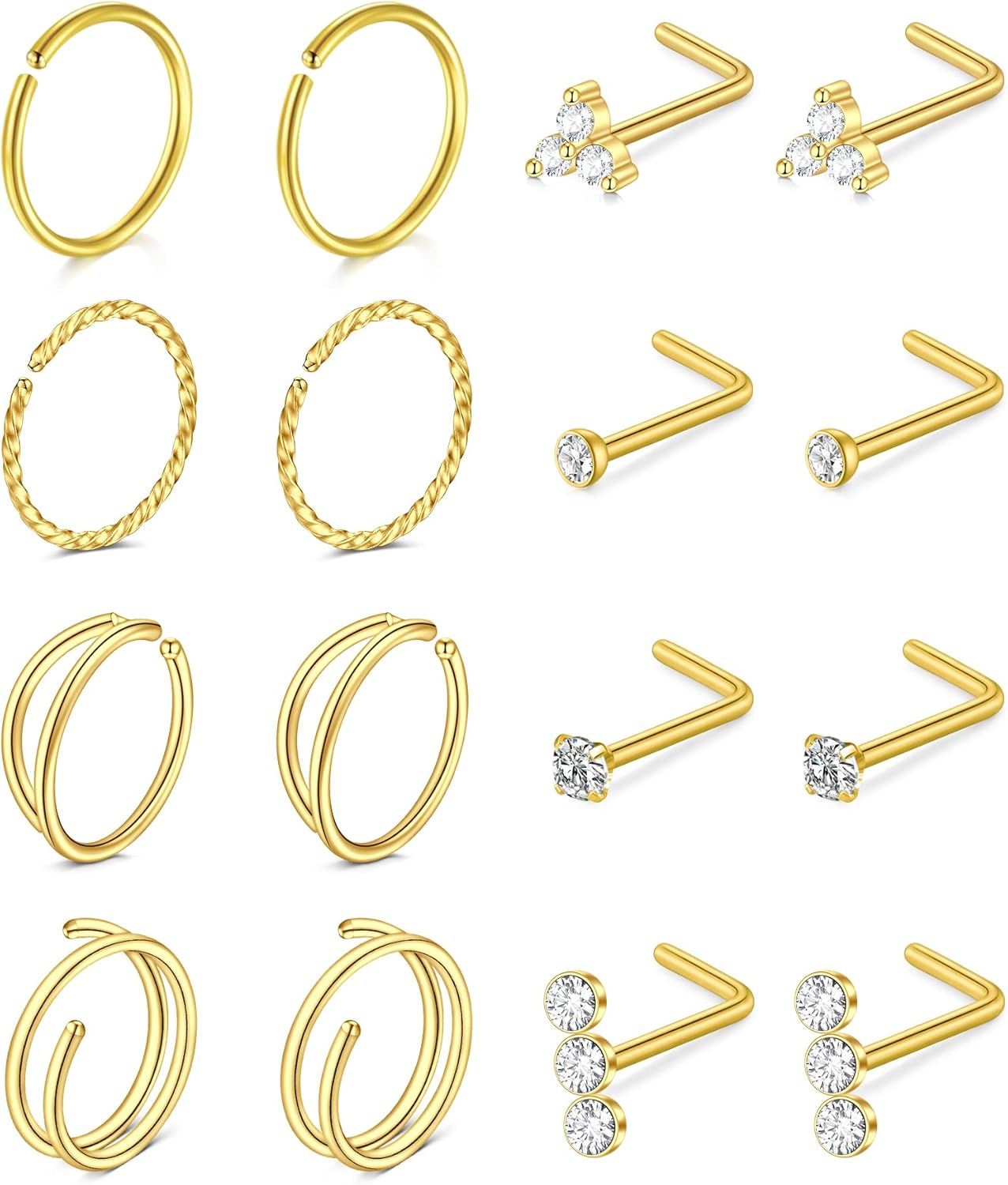 MODRSA Nose Rings 20g Nose Rings Hoops Nose Studs Nose Rings for Women Surgical...