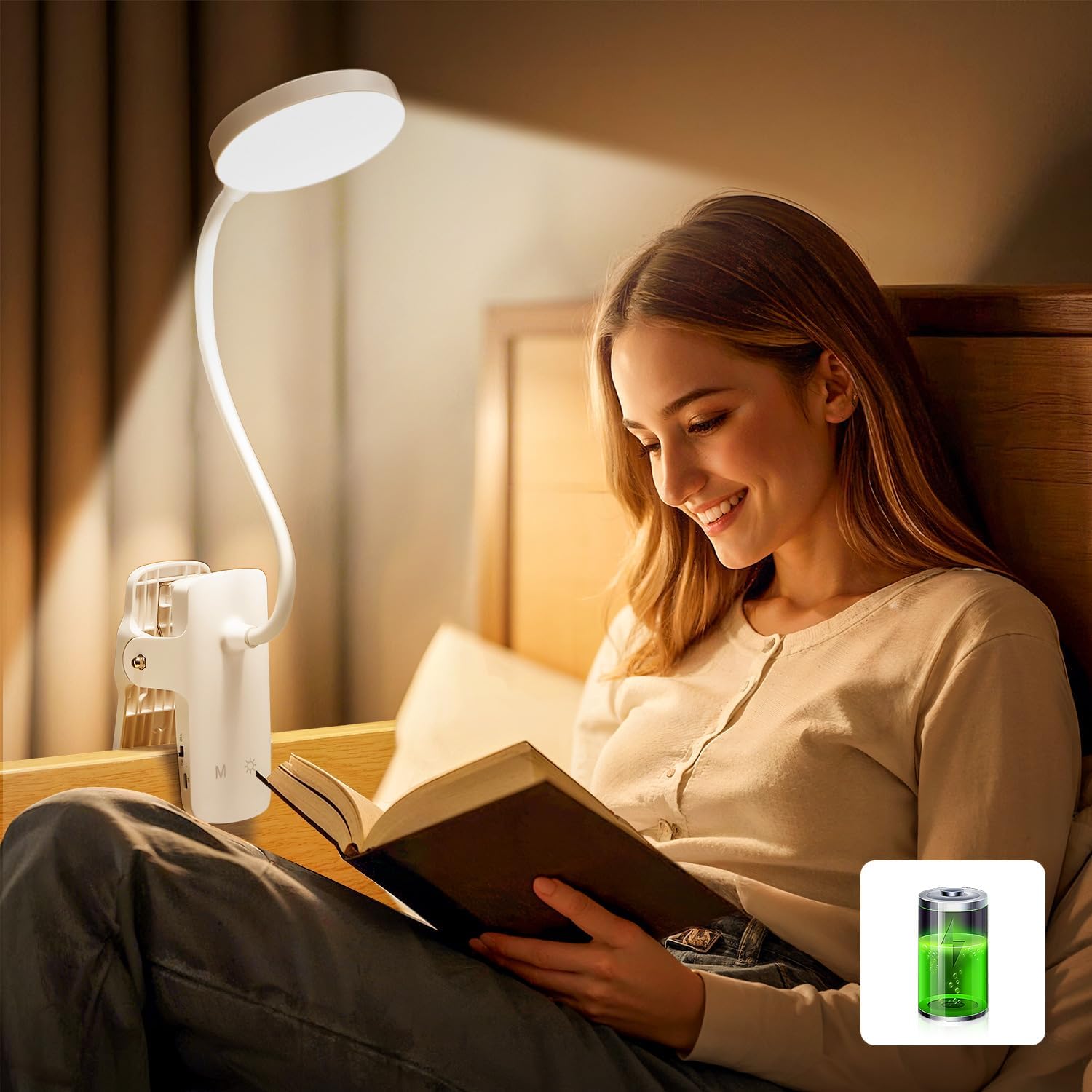 OneFire Rechargeable Lamps, 3600 mAh Clip on Light, 5 Brightness/5 Colors/Memory...