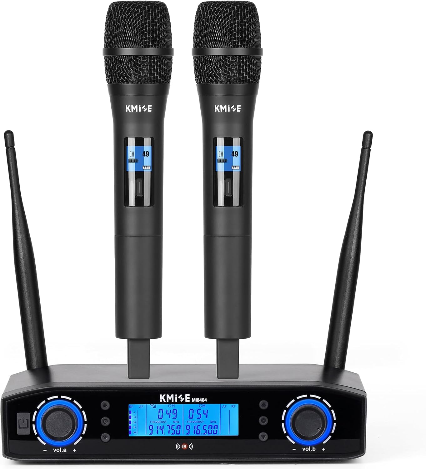 Kmise Wireless Microphone System, Dual Wireless Mics,Auto Scan & IR Pair Cordles...