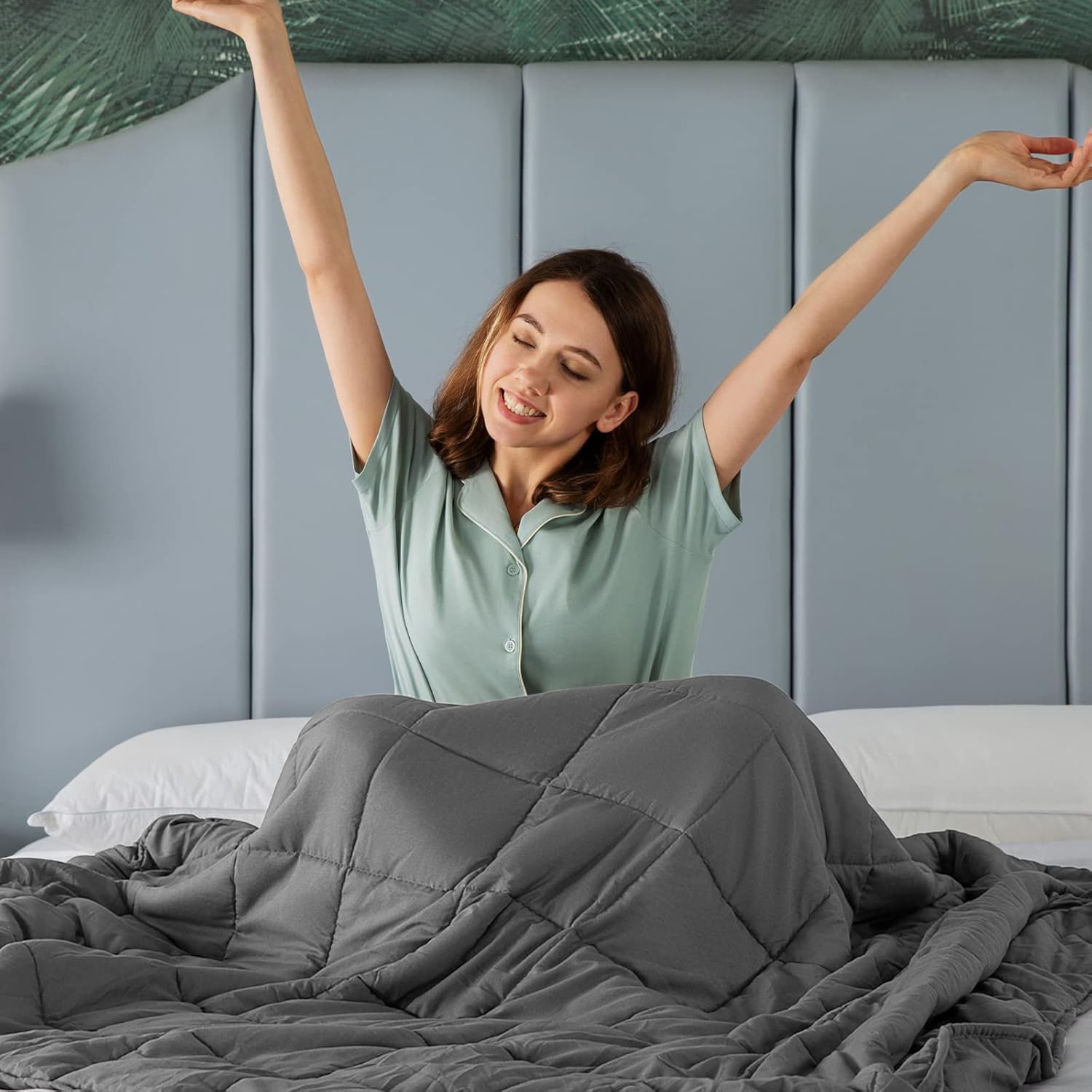 CYMULA Weighted Blanket for Adults (15lbs 60"x80" Queen Size) - Cooling Breathab...