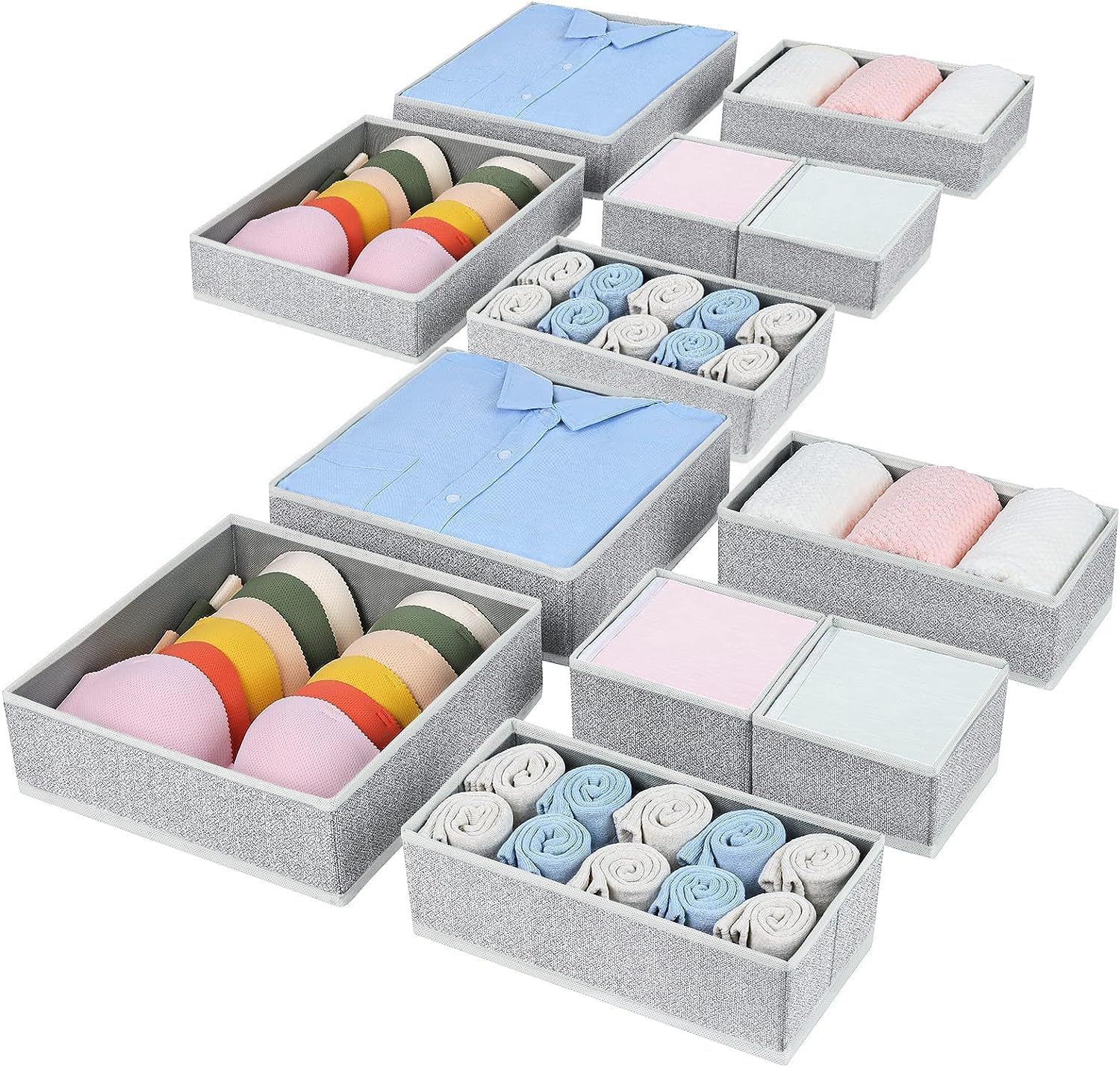 Homsorout Drawer Organisers Foldable Storage Boxes - 12 Pack Fabric Clothes Ward...