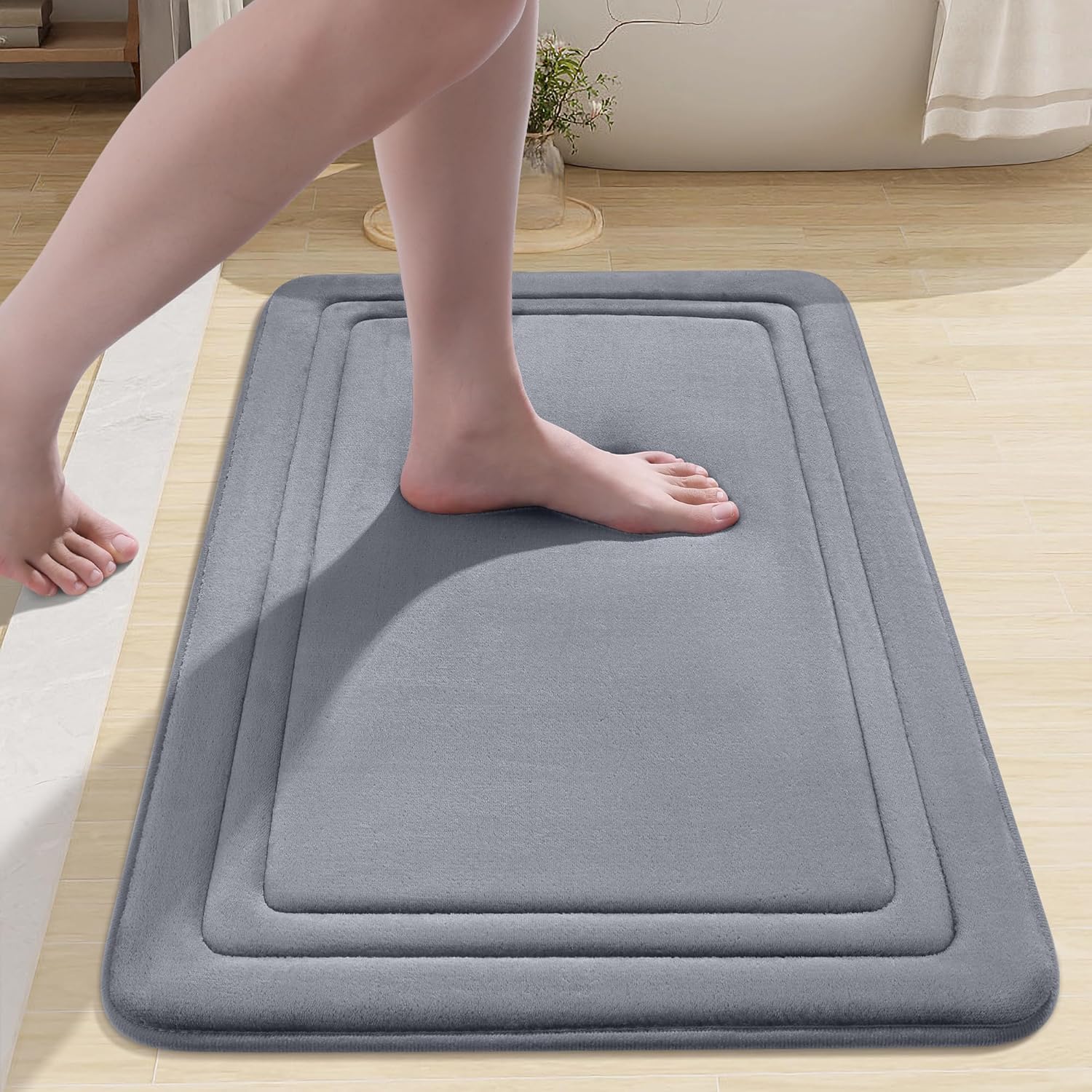 smiry Memory Foam Bath Mat, 50 x 75 cm, Extra Soft Non-Slip Bathroom Mat, Super...
