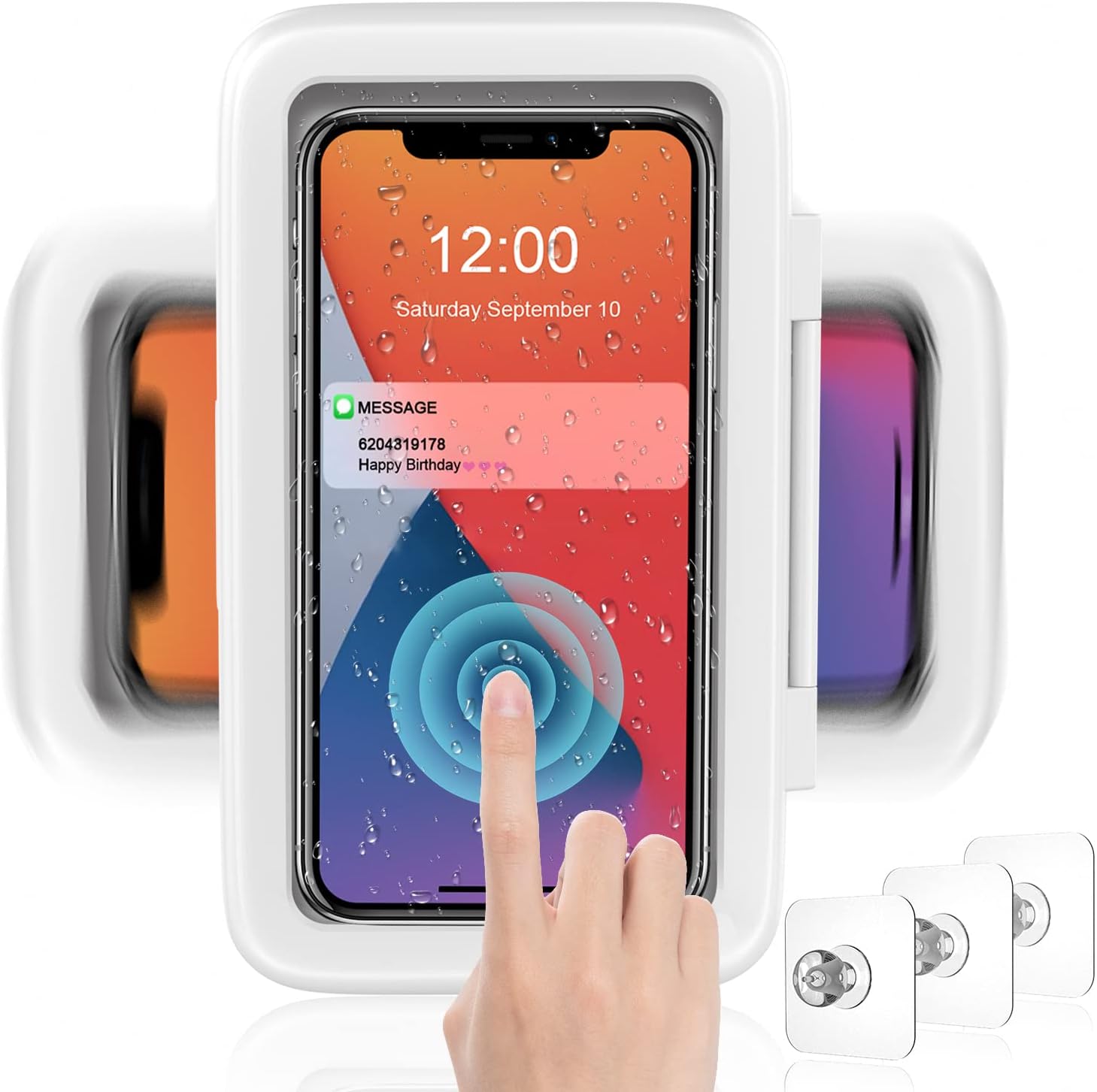 LC-dolida Shower Phone Holder Waterproof, 480° Rotatable Adjustable Bathroom Wal...