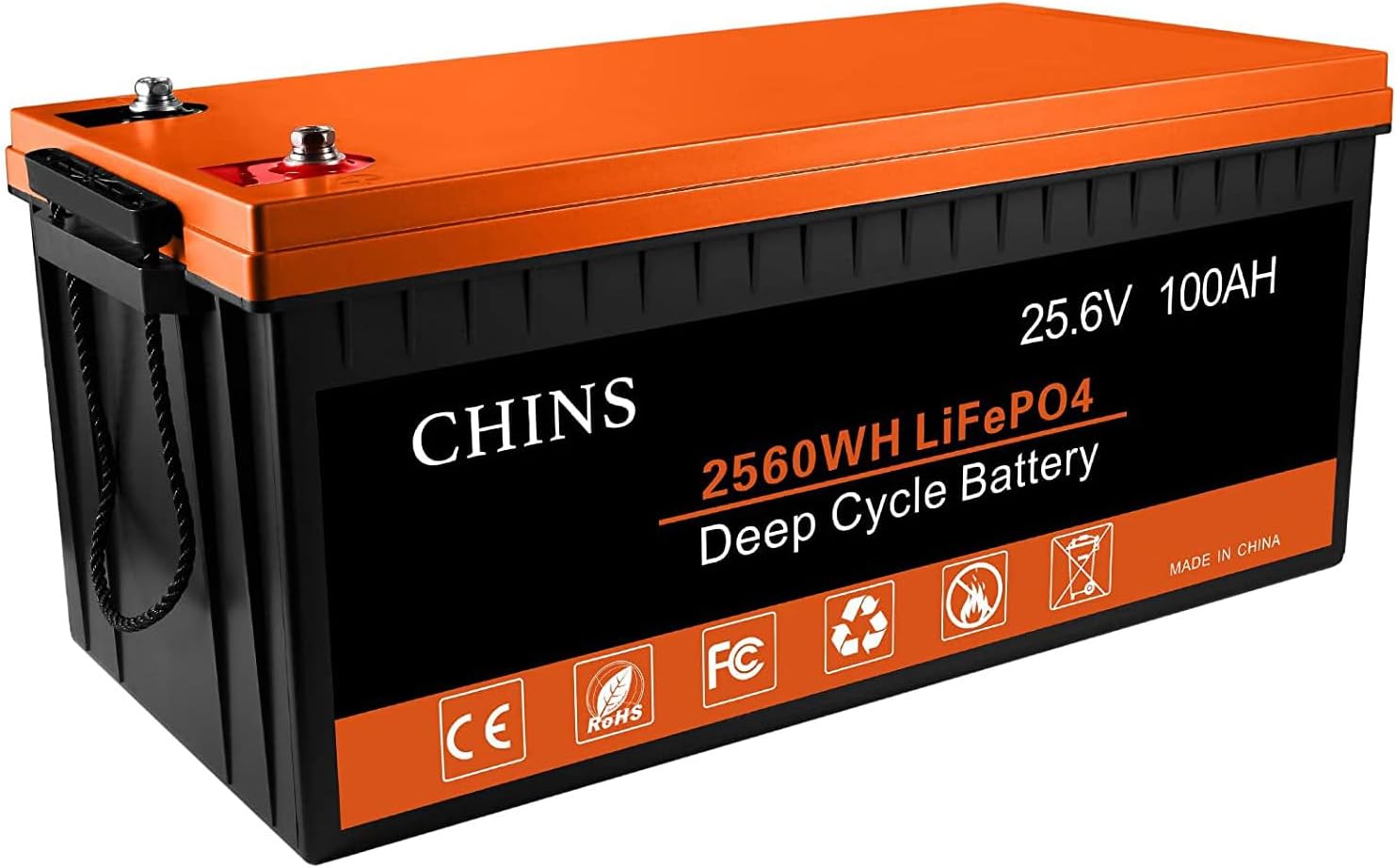 CHINS LiFePO4 Battery 24V 100Ah Lithium Battery - Built-in 100A BMS, 2000+ Cycle...