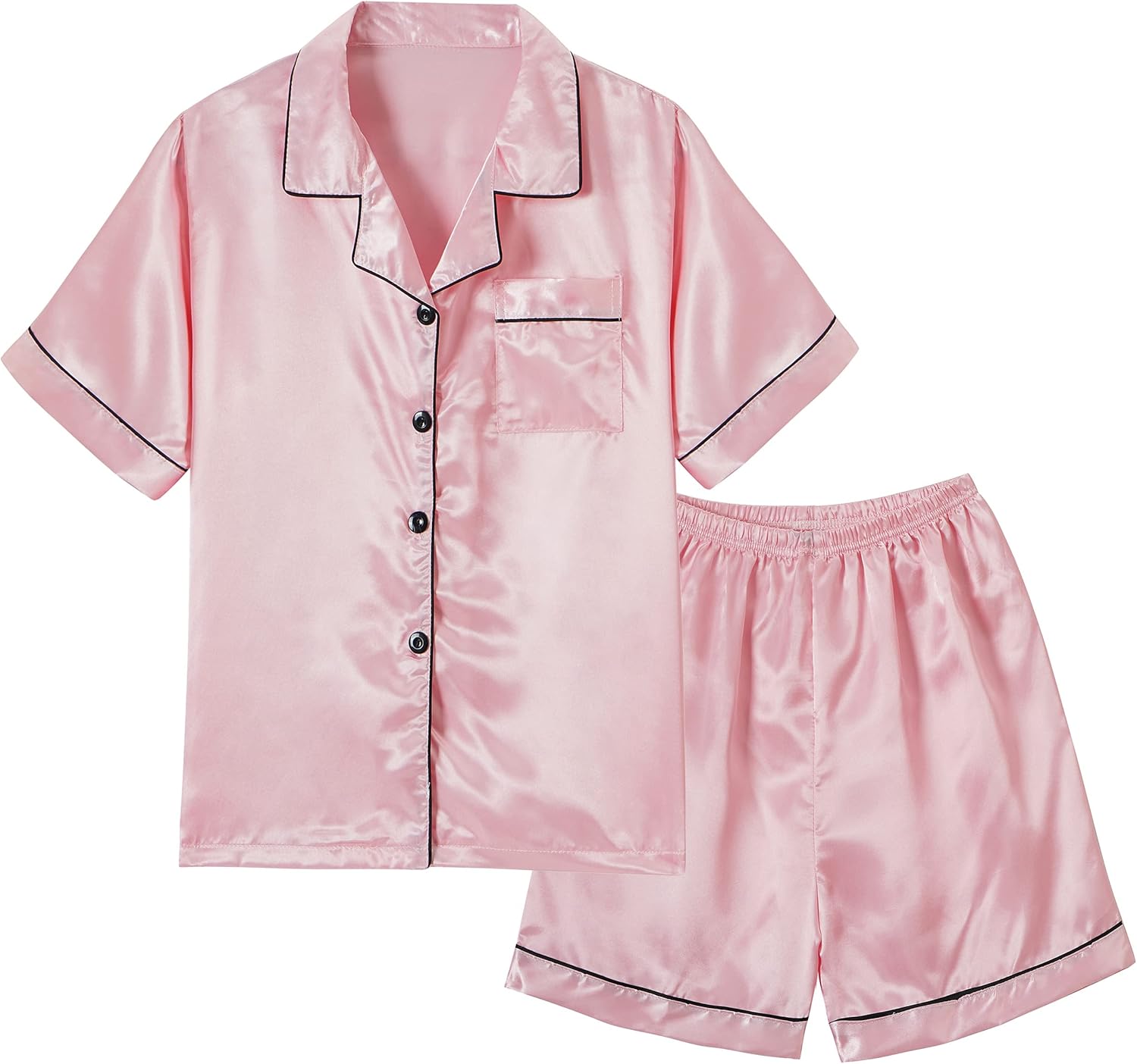Vopmocld Big Kids Unisex Pjs Set Girls Boys Silk Pajama Sets Satin Clasic Sleepw...
