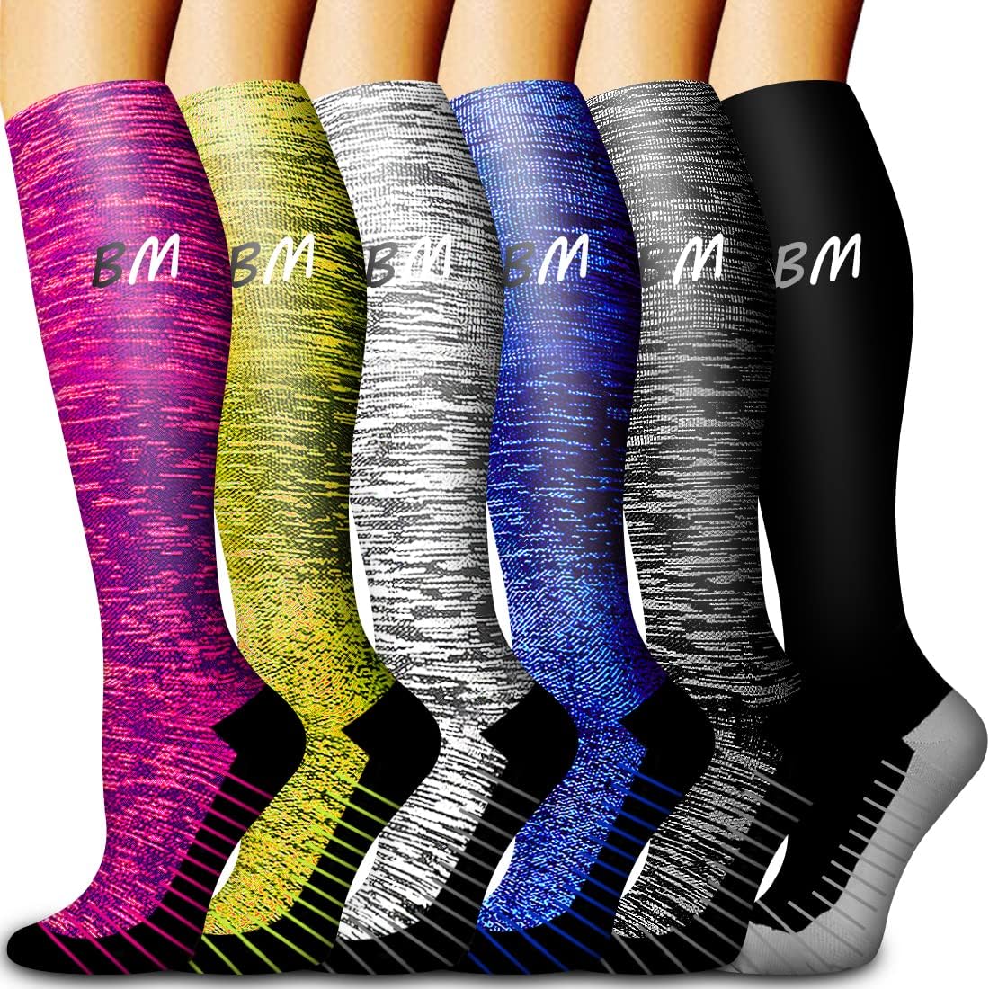 Bluemaple 6 Pack Copper Compression Socks for Women and Men Circulation-Best Sup...
