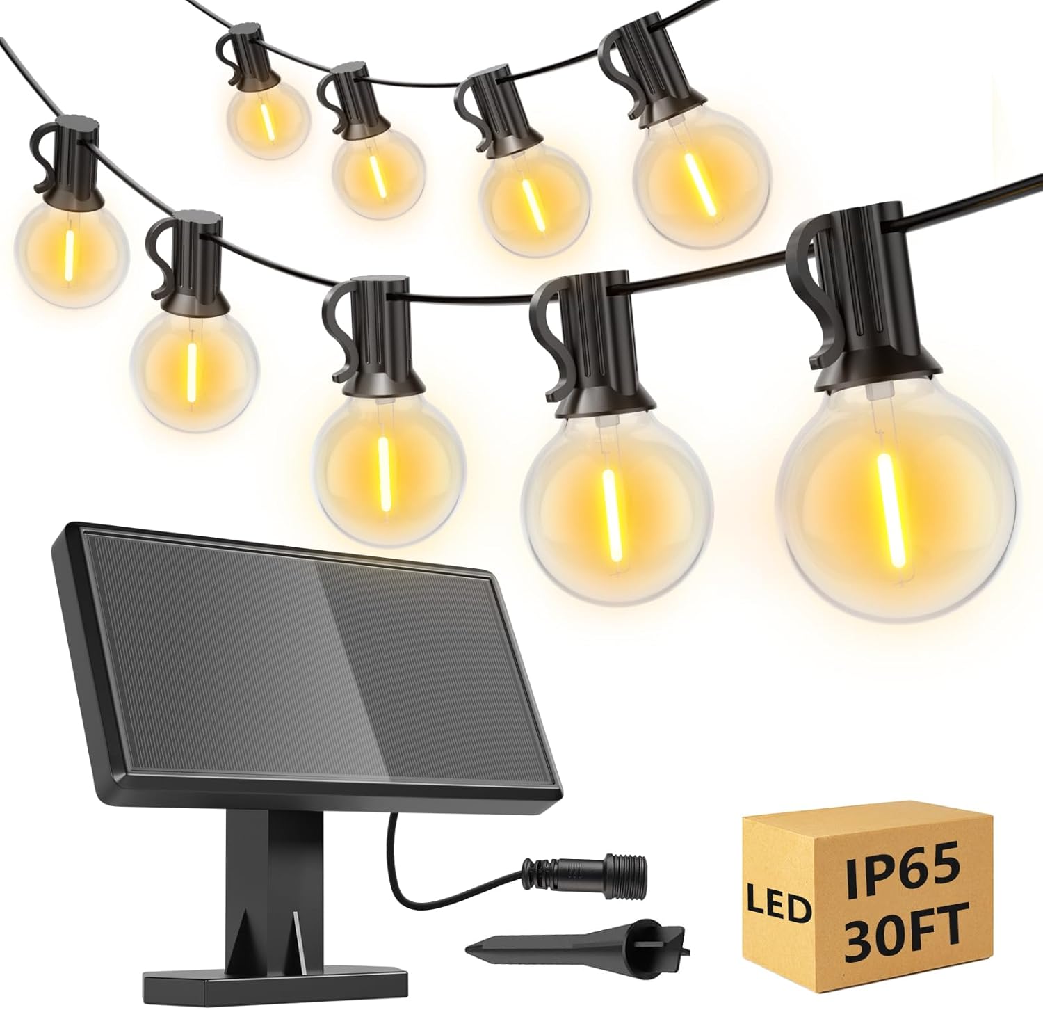 SUWIN 30FT IP65 Waterproof Solar Lights Outdoor Garden, Festoon String Lights wi...