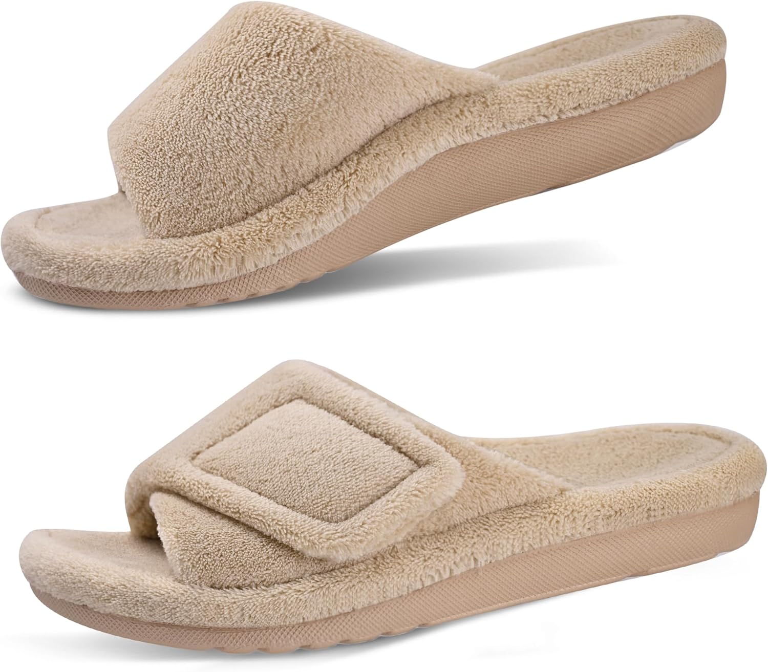 GRITHEIM Women's Orthotic Arch Support Slippers Fuzzy Adjustable Orthopedic Slip...