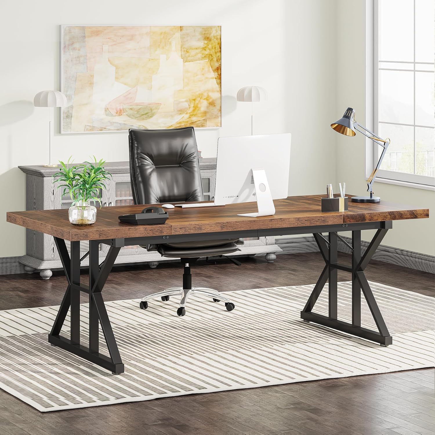 Tribesigns 70.8-Inch Executive Desk, Large Computer Office Desk Workstation, Mod...