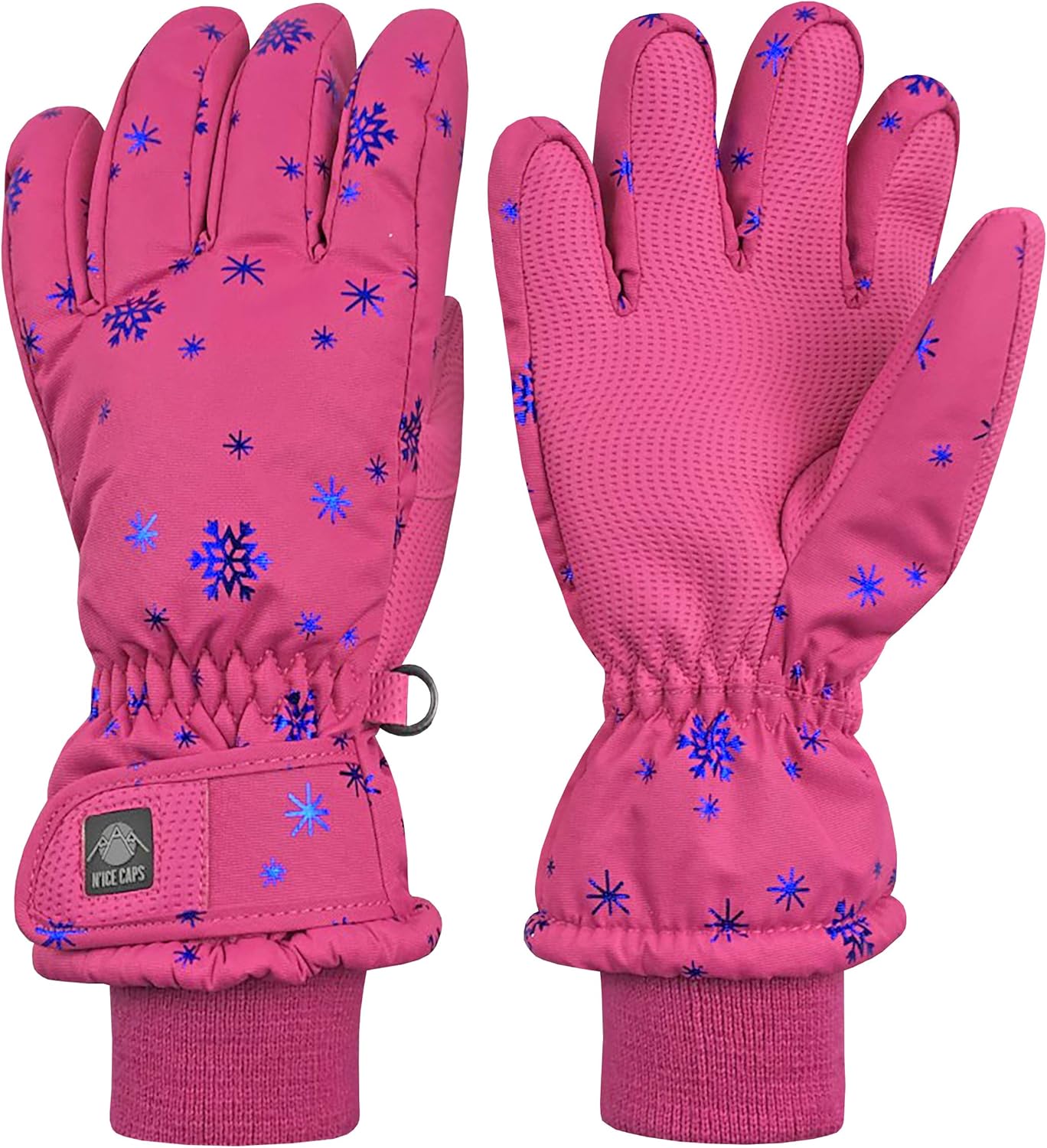 N'Ice Caps Kids Waterproof Winter Thinsulate Warm Gloves Fuchsia Snowflakes 9-10...