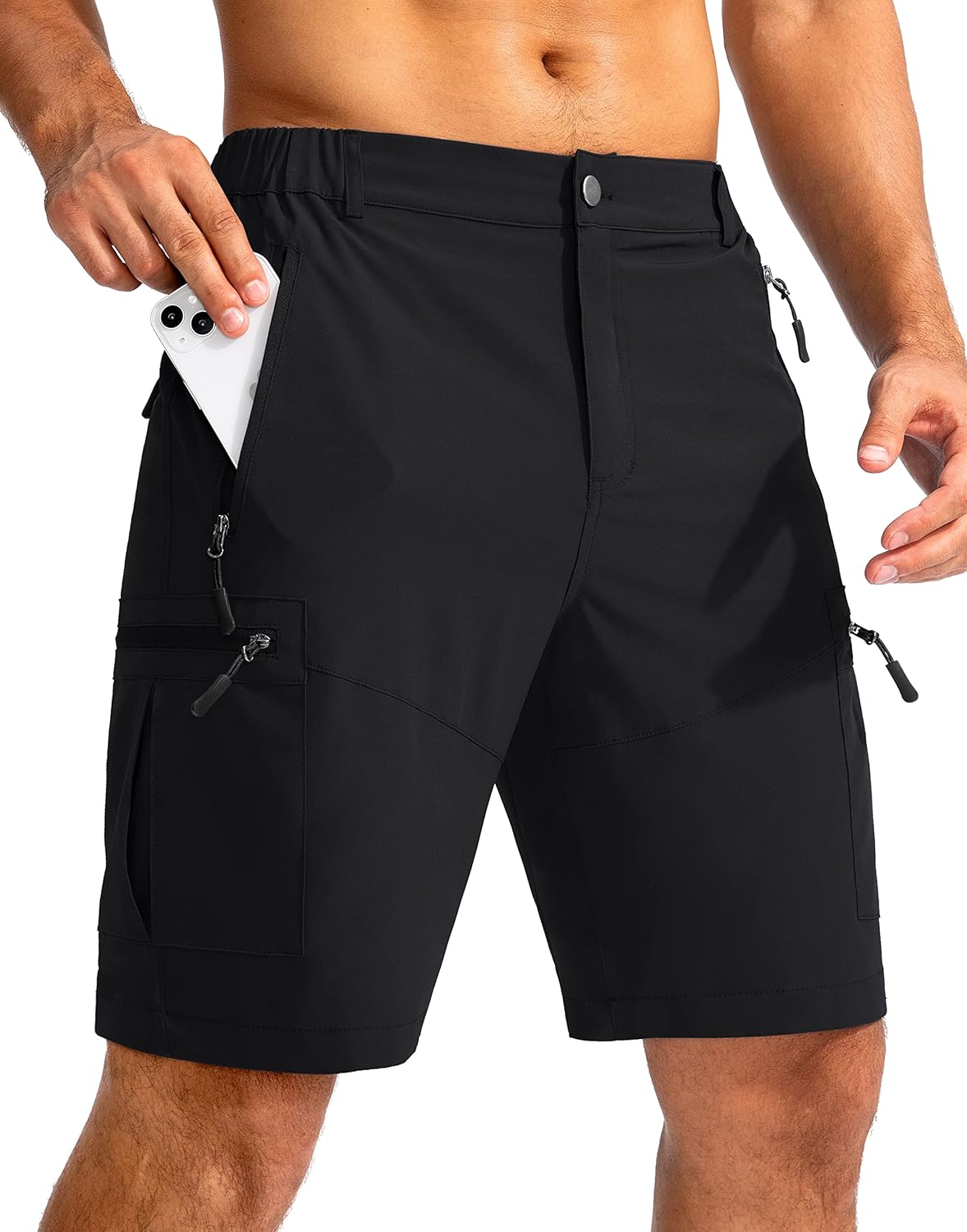 Pudolla Men's Hiking Cargo Shorts 9" Lightweight Outdoor Work Shorts for Men Tra...