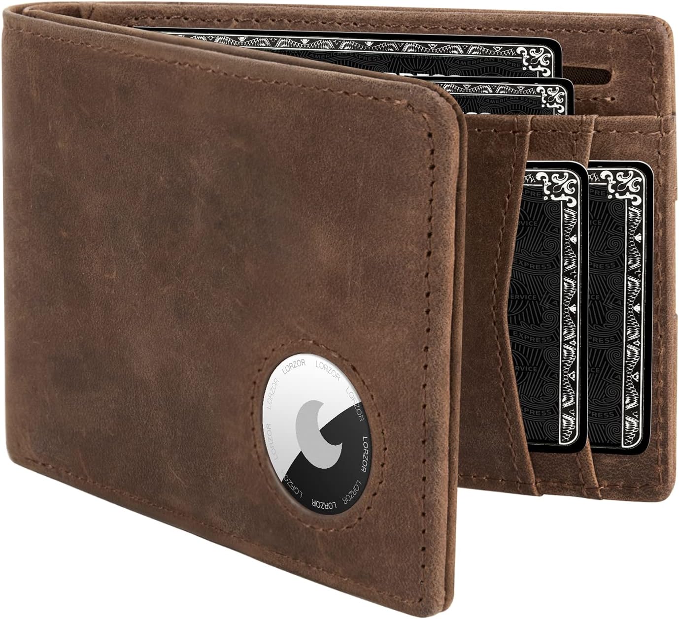 AirTag Wallet - Minimalist Front Pocket Mens Wallet for Apple Air Tag, Full Grai...