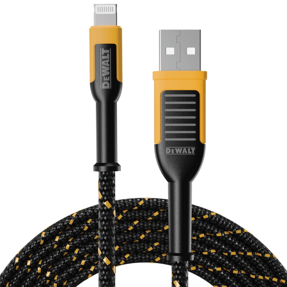 DEWALT Lightning to USB Cable — Reinforced Braided Cable for Lightning — Charger...