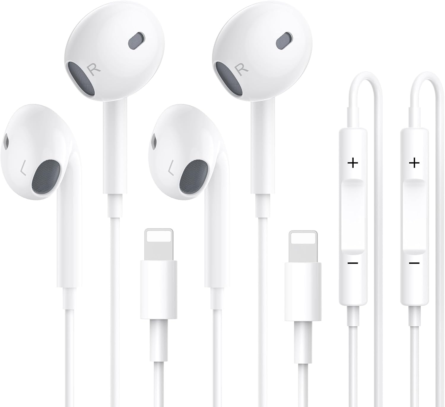 2 Pack In-Ear Headphones [MFi-Zertifiziert] iPhone Wired Earphones Built-in Micr...