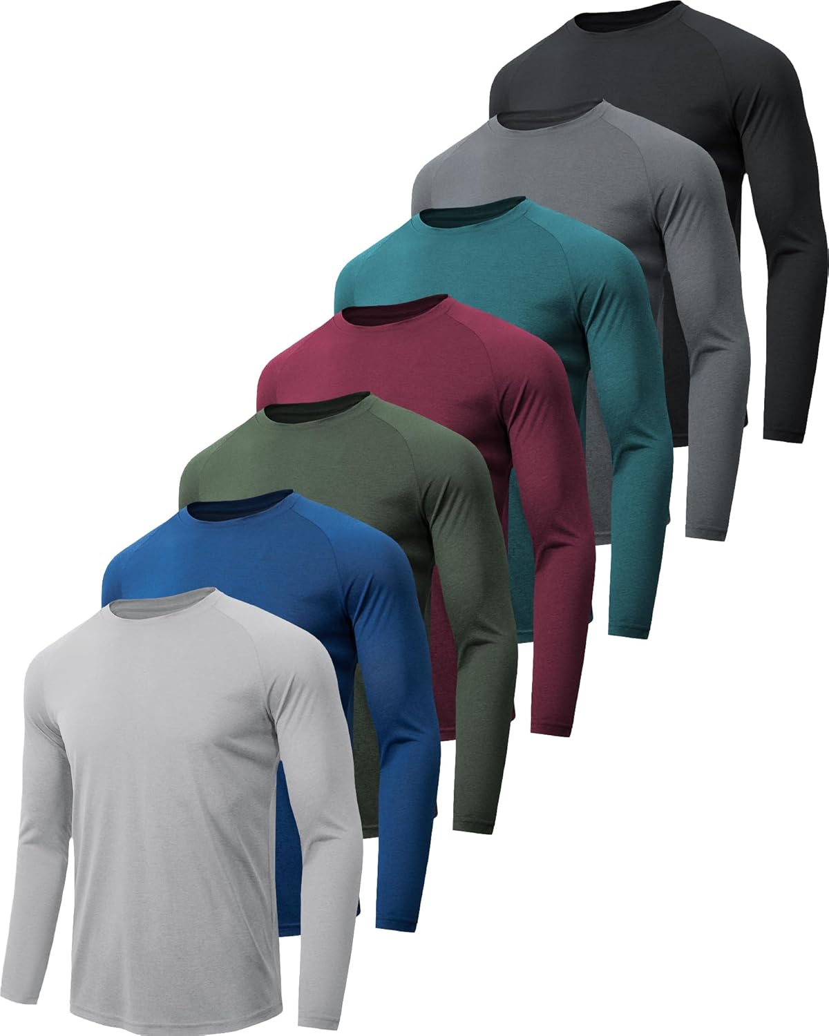 4-7 Pack Long Sleeve Shirts for Men Quick Dry Moisture Wicking Mens Long Sleeve...