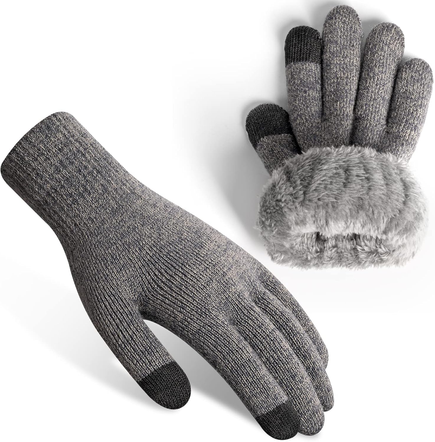 Rahhint Wool Winter Gloves Men Women Fleece lined Knit Gloves with Touchscreen F...