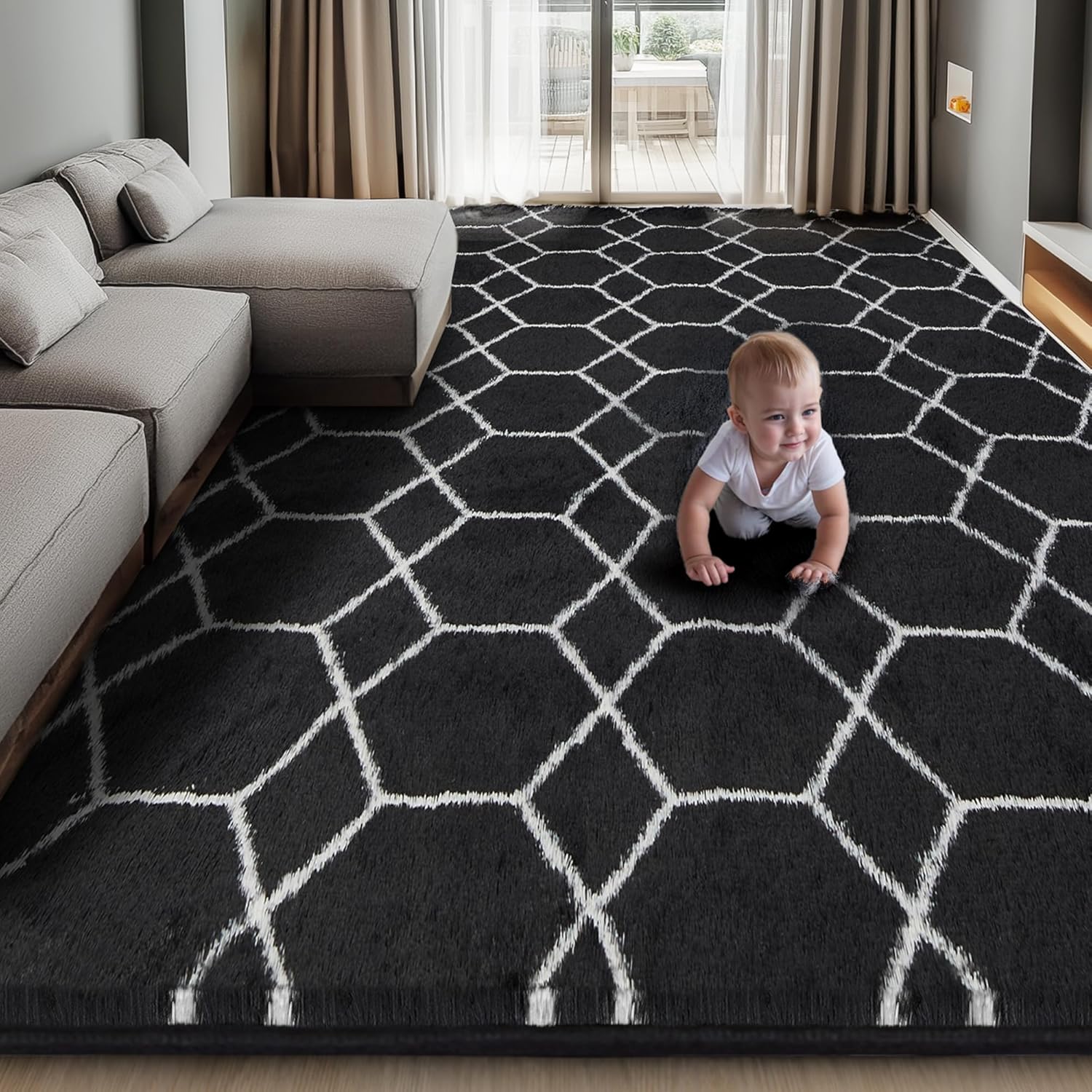 Super Soft Shaggy Area Rug, 8X10 Soft Plush Fluffy Rug for Bedroom Living Room,...