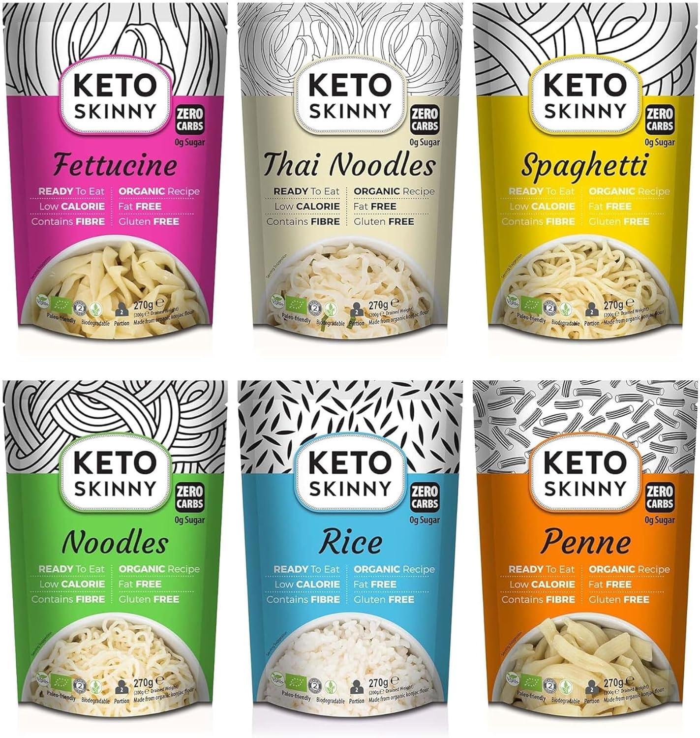 Keto Skinny® Mixed Case - (Pack of 6) Noodles, Organic Konjac Noodles & Pasta, Z...
