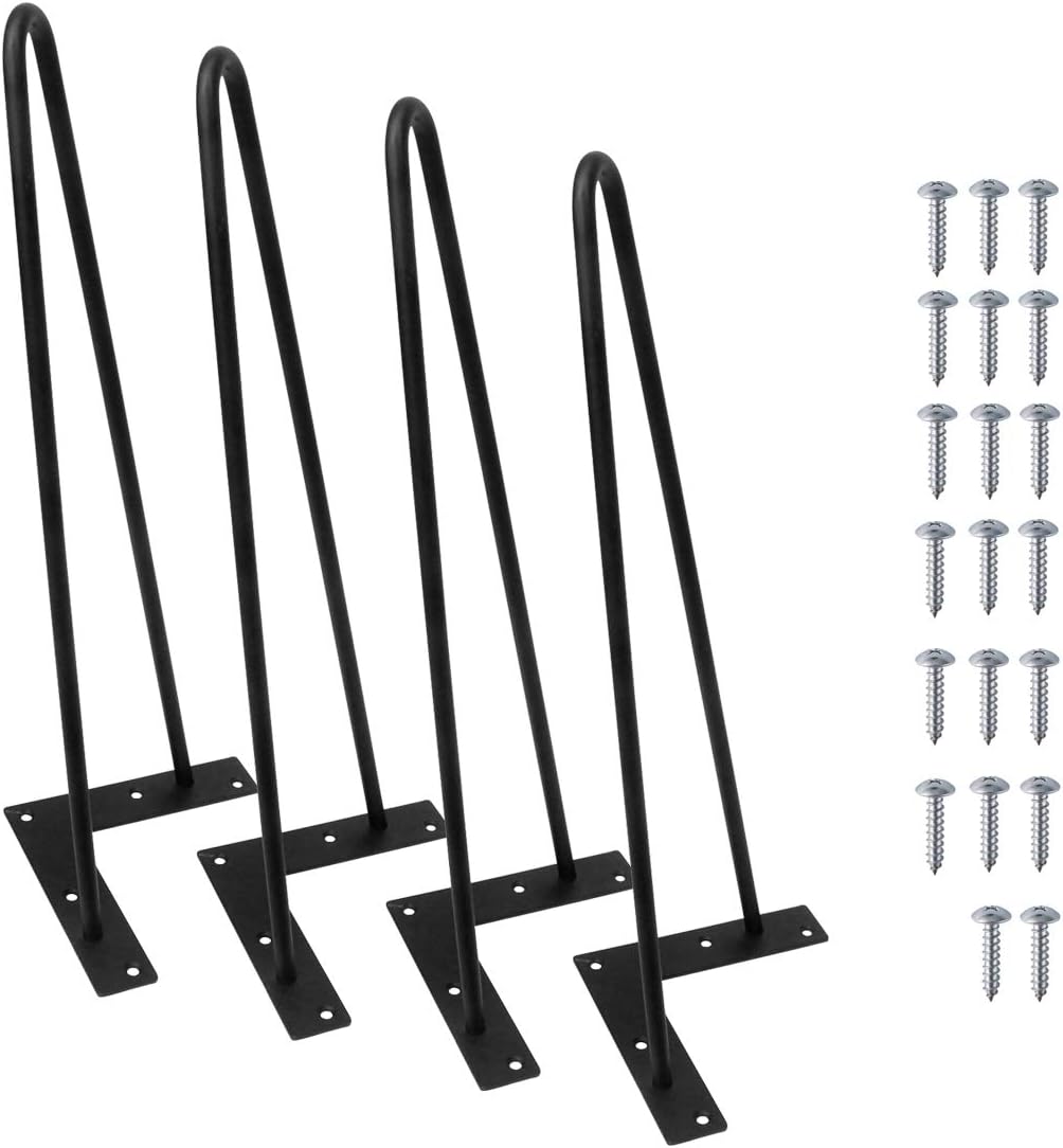 Signstek 16" （40cm Black Hairpin Legs, 3/8" Diameter, Set for 4 Heavy Duty 2 Ro...