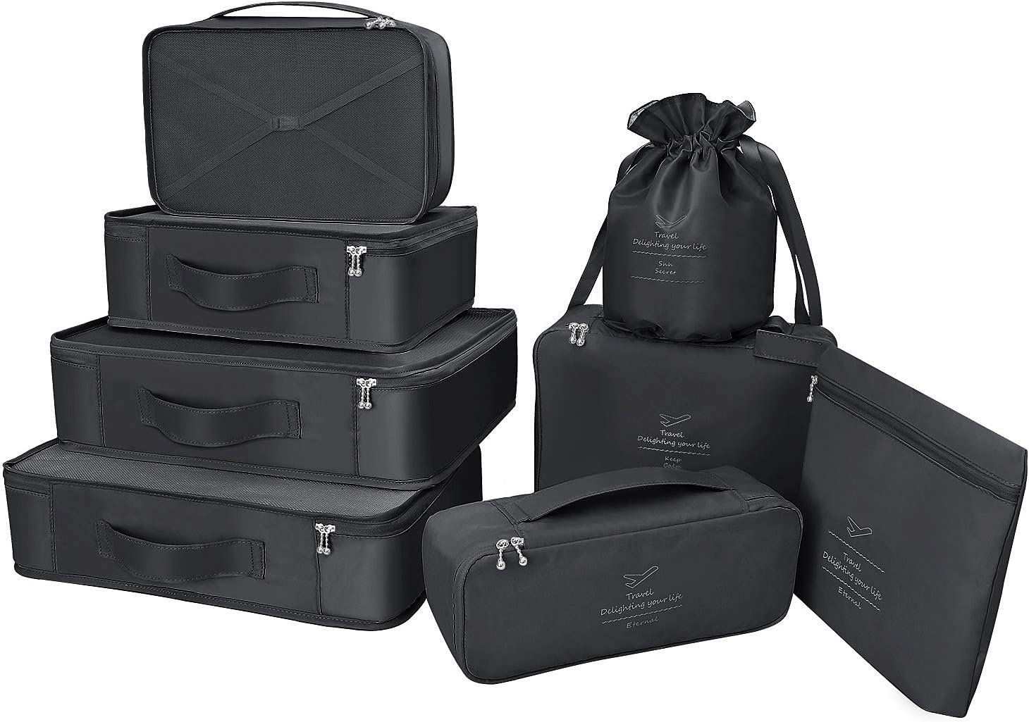 BETLLEMORY Packing Cubes 8 sets Travel Luggage Organizers with Waterproof Shoe S...