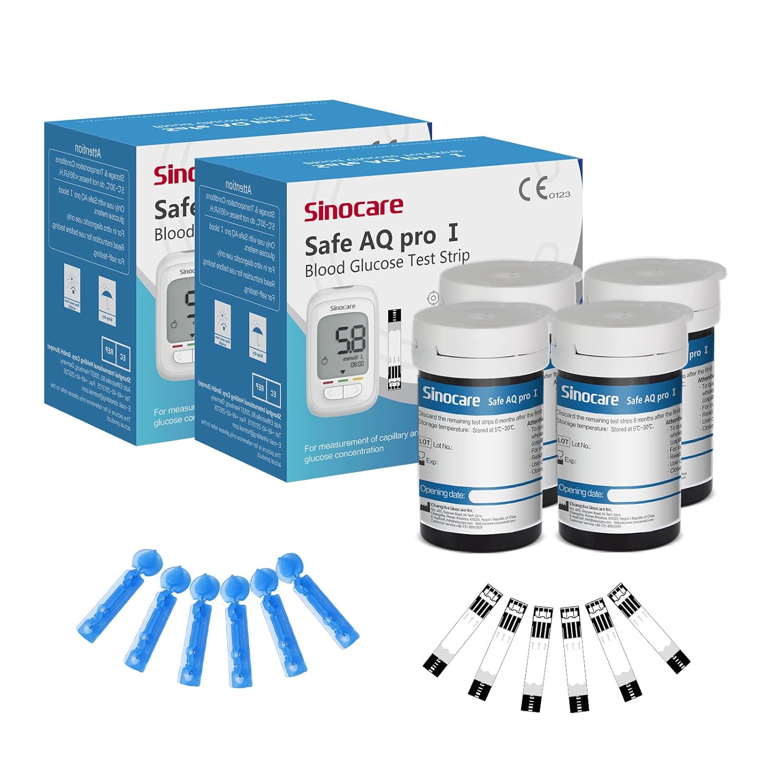 Sinocare Safe AQ Pro I Blood Glucose Test Strips Only for Safe AQ Pro I Glucomet...