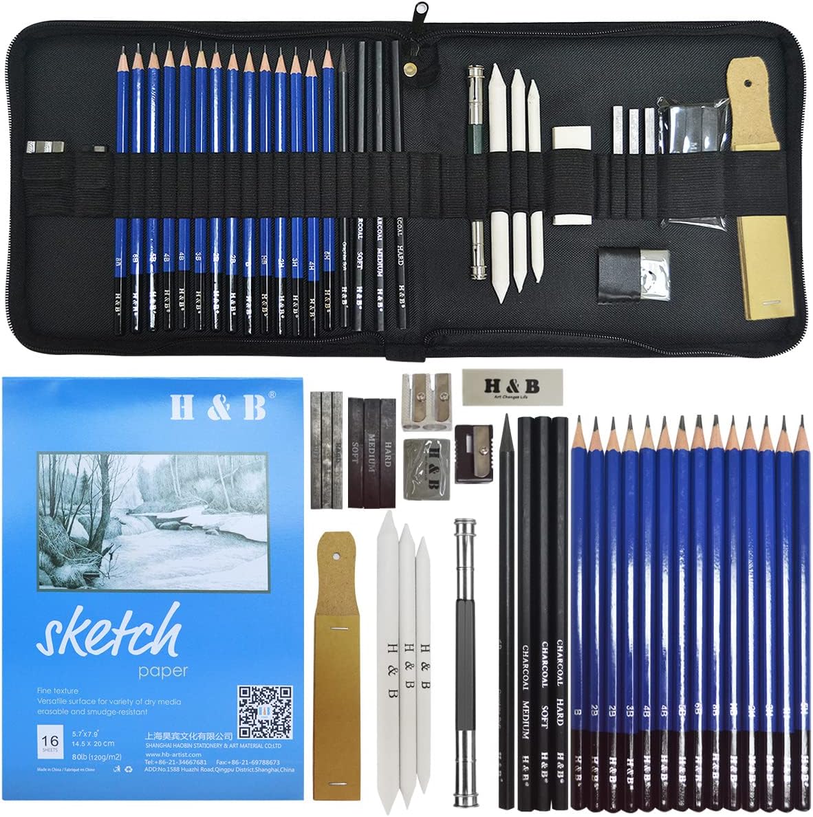 lunaoo Drawing Pencil, Artist Drawing Material Kit for Drawing, Art Supplies wit...