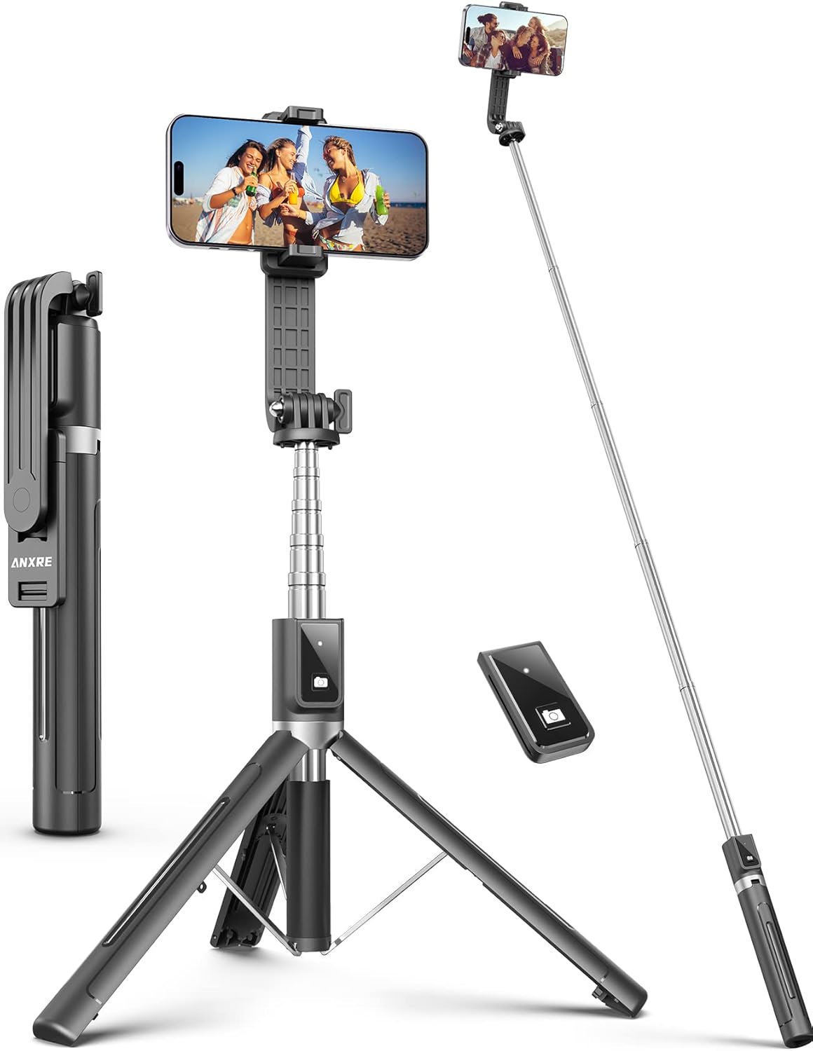 ANXRE Selfie Stick with 𝐑𝐞𝐢𝐧𝐟𝐨𝐫𝐜𝐞𝐝 Tripod - 50'' Extra Long Phone Tripod with De...