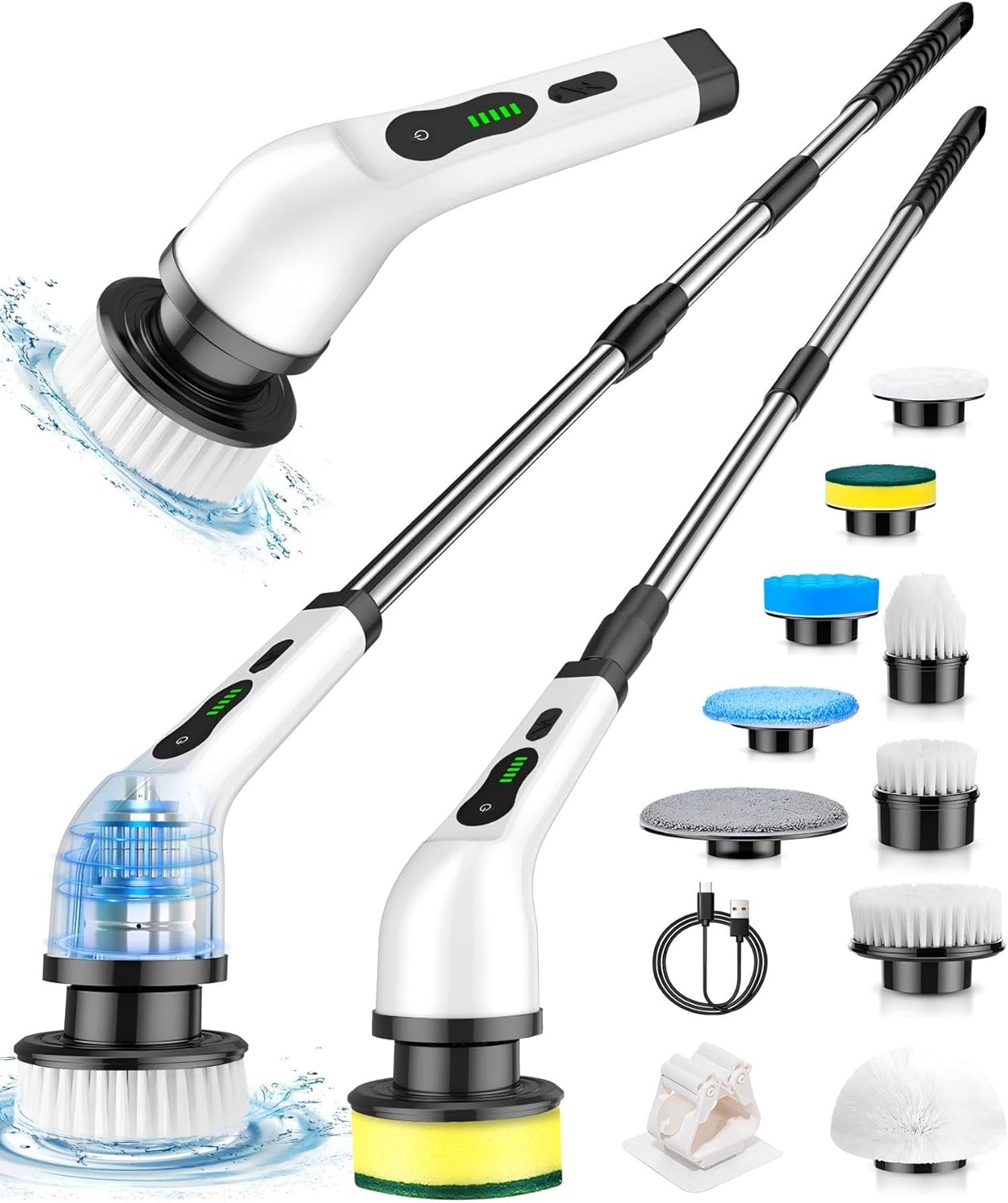 Electric Spin Scrubber, Cordless Cleaning Brush, Shower Scrubber with 9 Brush He...
