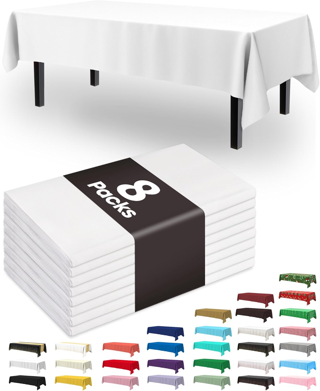 Pureegg Plastic Table Cloth Disposable - 8 Packs, Table Cloth for Retangle Table...