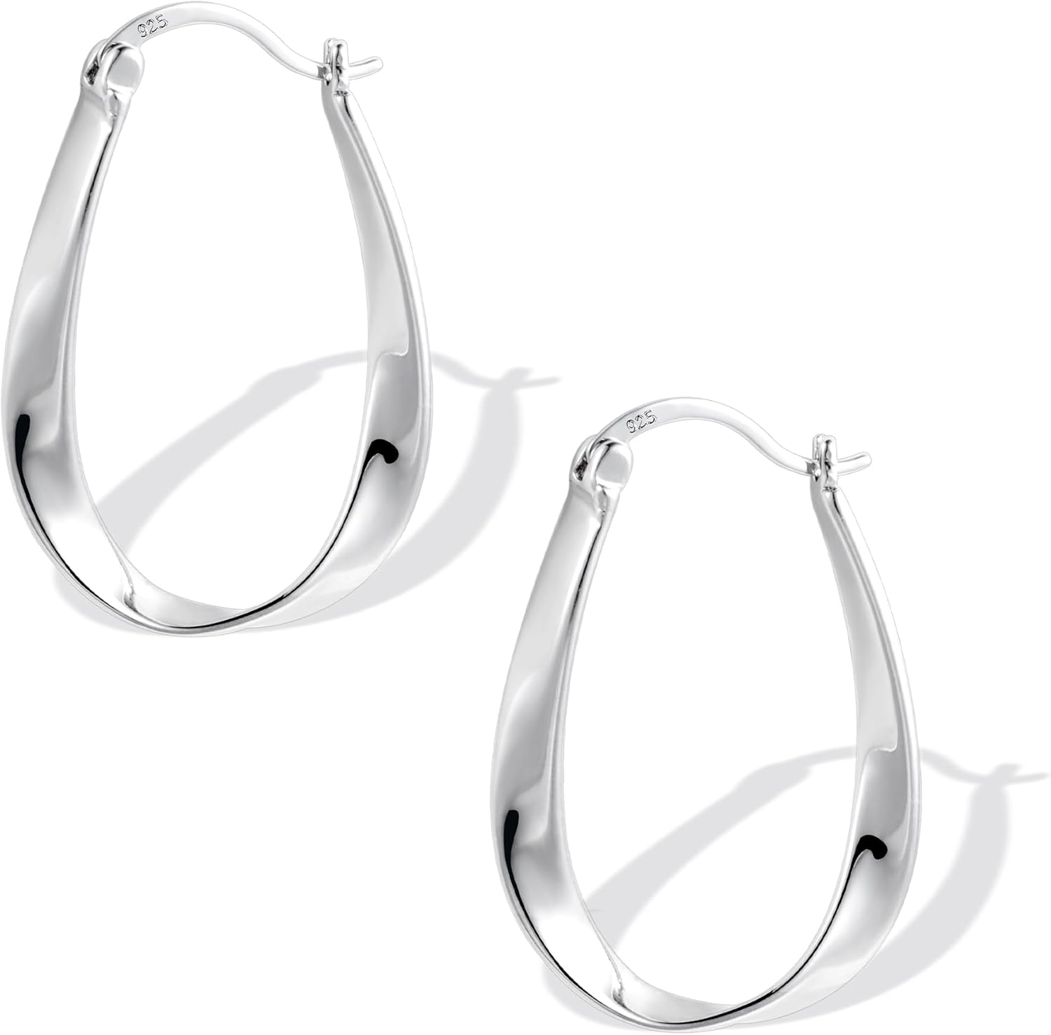 925 Sterling Silver Post Filigree Hoop Earrings for Women Hollow Oval Hoop Earri...