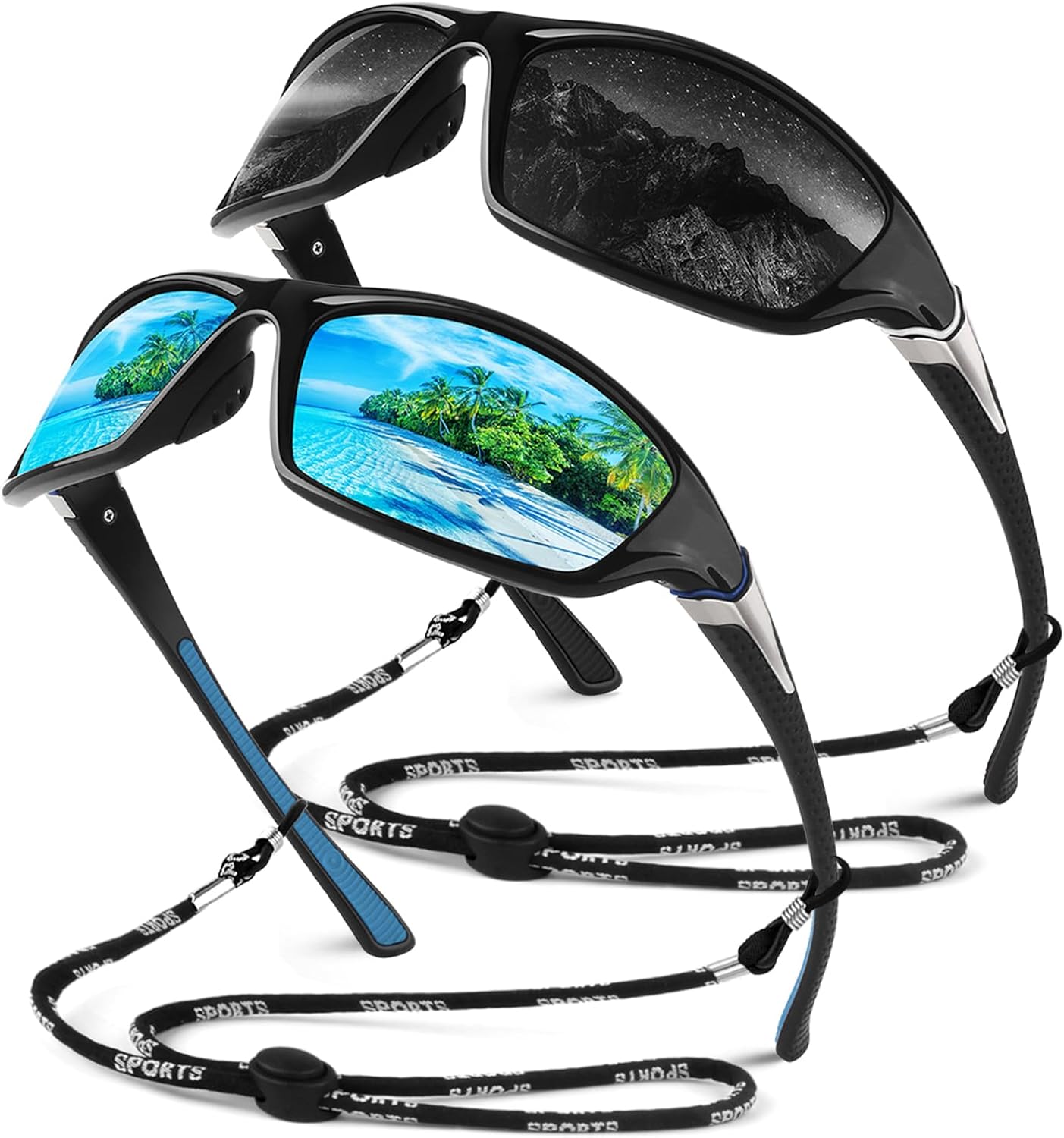 Sunier Polarised Sports Sunglasses for Men Women, Wrap Around Unbreakable Fishin...