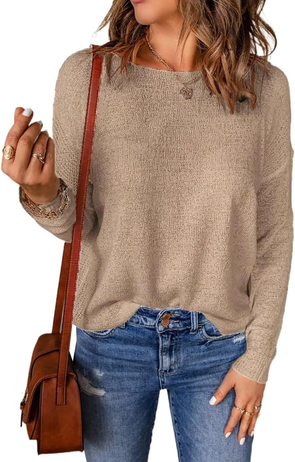 Acelitt Womens Casual Lightweight Long Sleeve Crewneck Knit Shirts Tops, S-XXL M...
