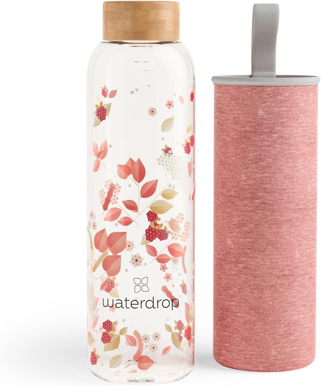 waterdrop® Edition Glass Bottle 600ml leakproof | BPA free Water Bottle | Glass...