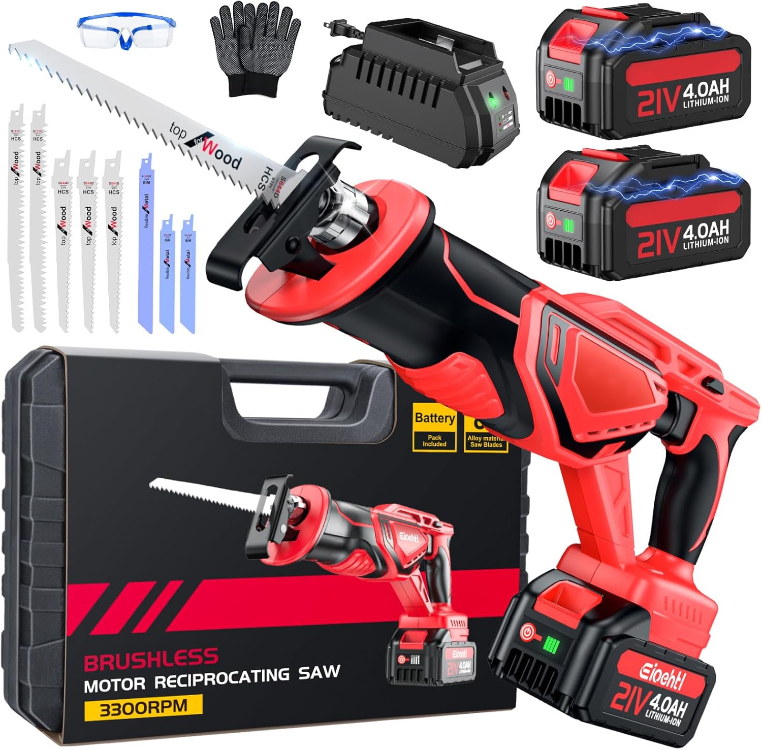 XIAZIR Reciprocating Saw, Enhanced 3500 SPM Low Noise Brushless Motor, High-Perf...