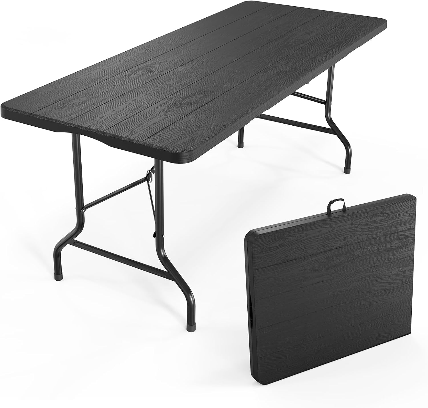VINGLI 6 Foot Plastic Folding Table Portable Long Table for Indoor Outdoor Use R...