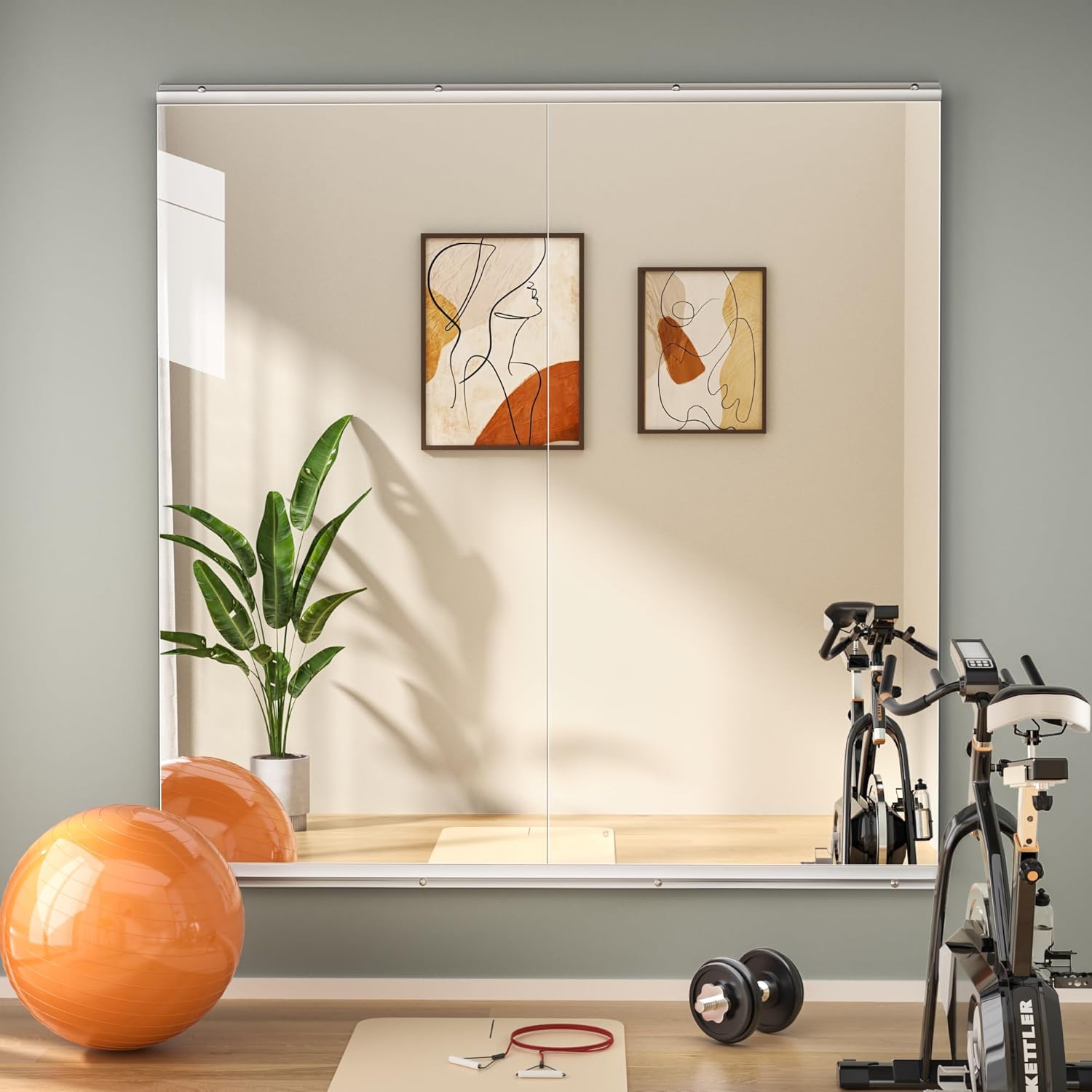 Hasipu Home Gym Mirror 48" x24(Each)-2 PCS Large Full Body Mirror for Yoga, Larg...