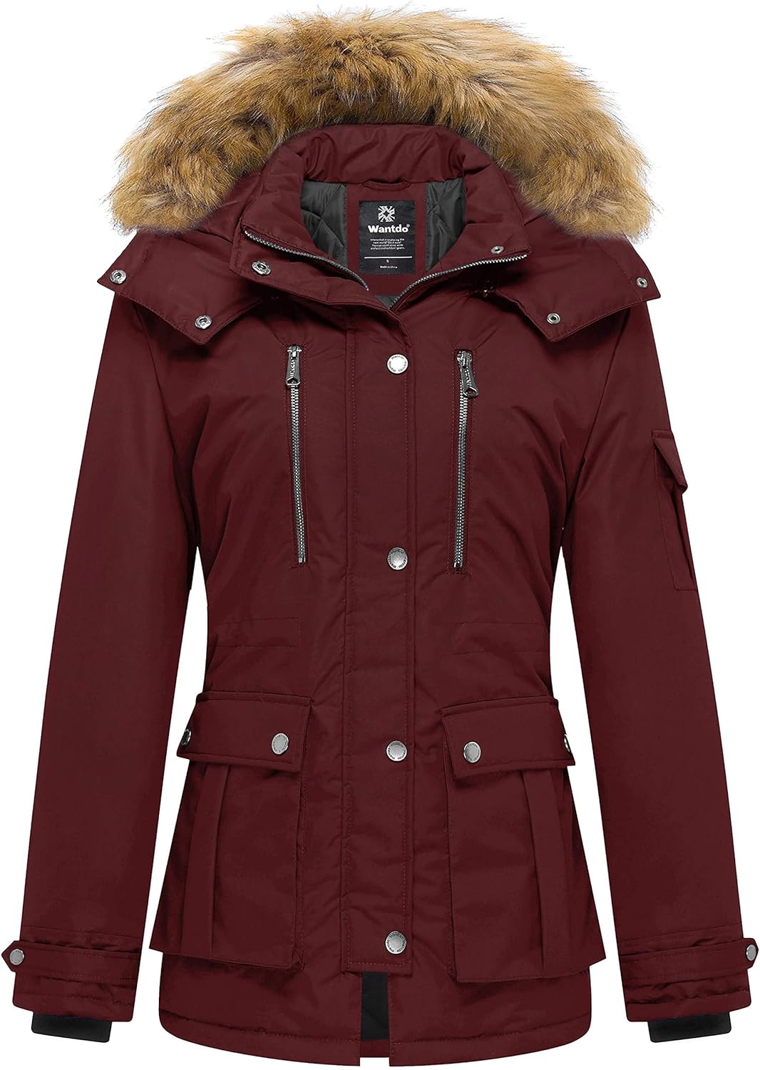 Wantdo Women's Quilted Winter Coat Faux Fur Hooded Puffer Jacket Ladies Warm Pad...