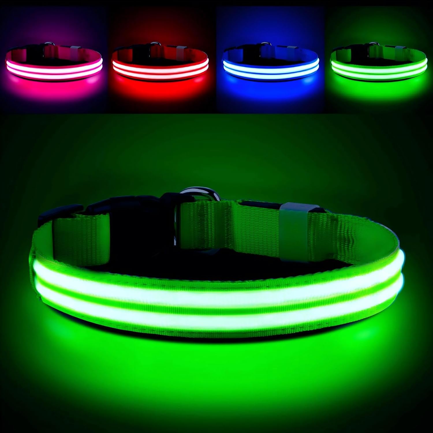Light Up Dog Collar, Rechargeable Flashing Dog Collar for Night, Dog Collar with...