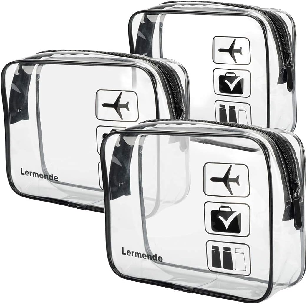 3pcs Lermende Travel Toiletry Bag with Zipper Travel Luggage Pouch Carry On Clea...