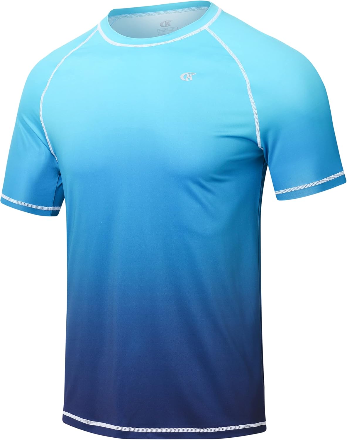 YuKaiChen Men's Rash Vest UPF 50+ Rash Guards Short Sleeve Swim Shirts L Blue Gr...