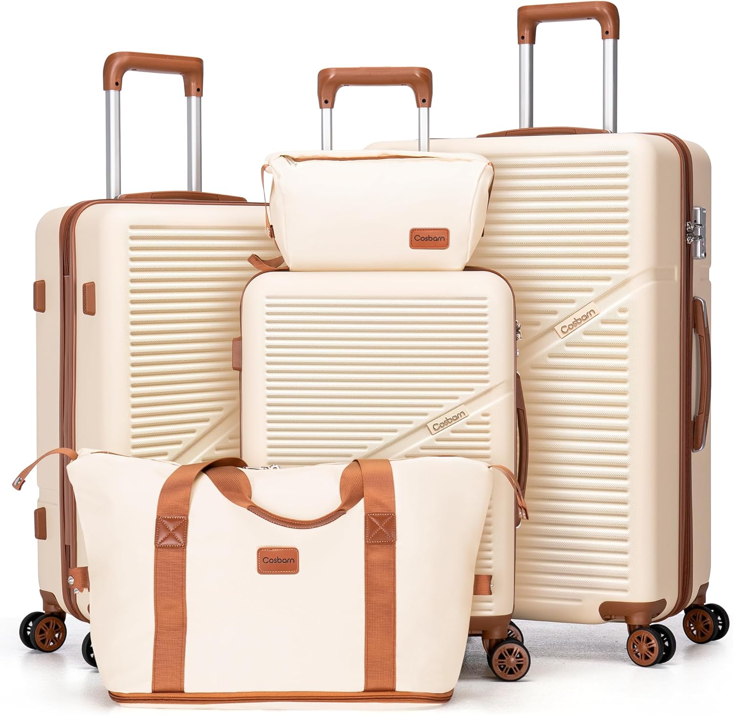 Luggage Sets 5 Piece Suitcases with Wheels, Suitcase Set ABS Hard Case Luggage w...
