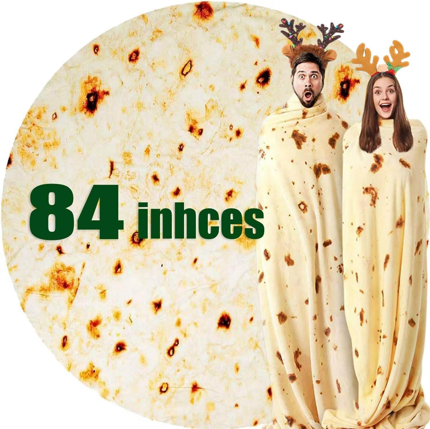 84in White Elephant Gifts for Adults Useful Burrito Tortilla Blanket Funny Throw...