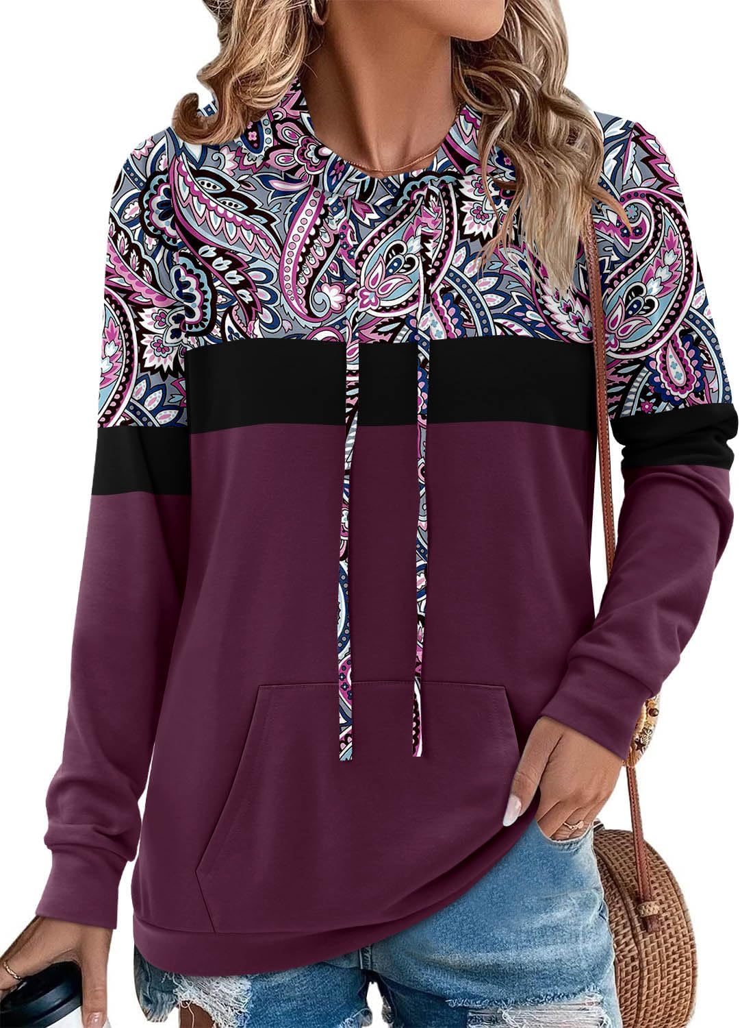 Angerella Hoodies for Women Camo Leopard Print Tops Pullover Hooded Sweatshirt D...