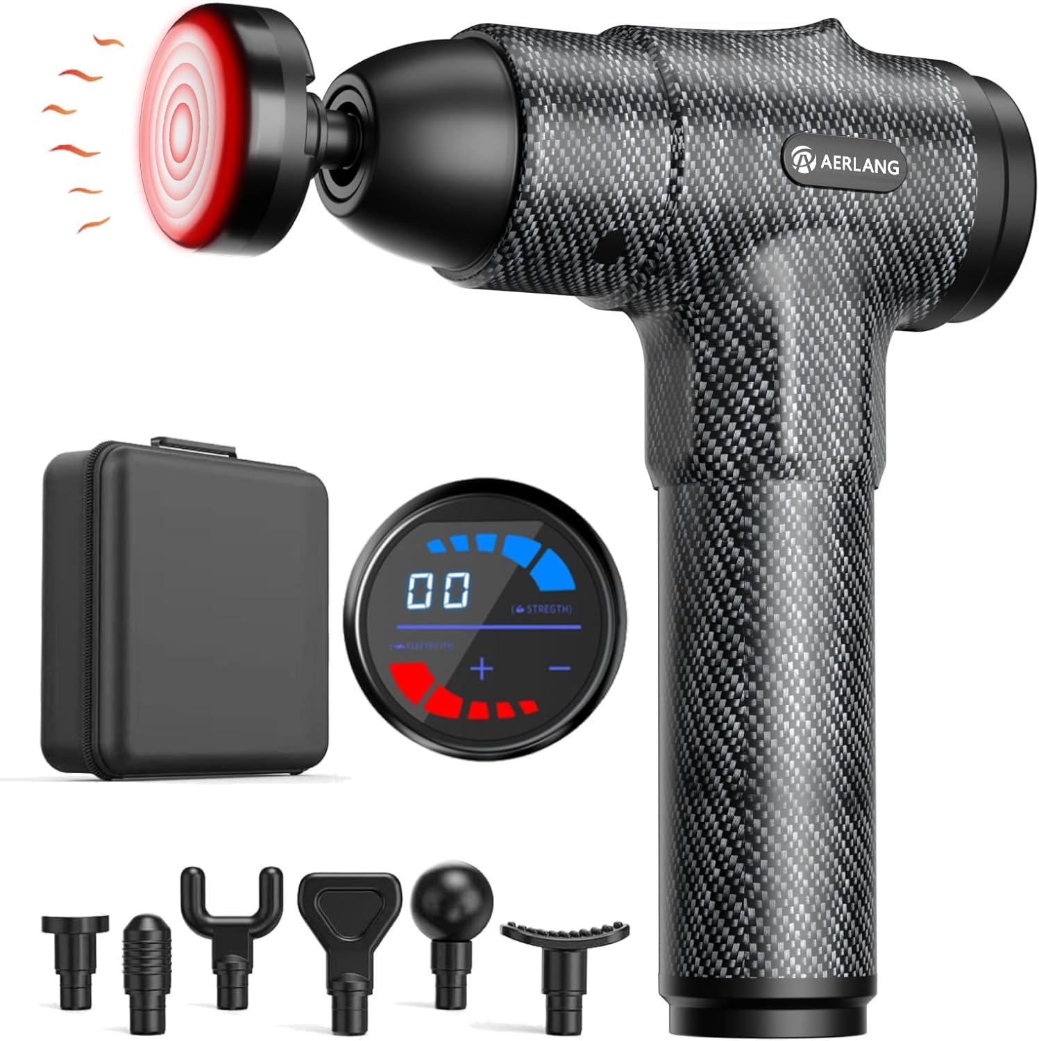 AERLANG Massage Gun with Heat,Muscle Massage Gun Massage Gun Deep Tissue with Ca...
